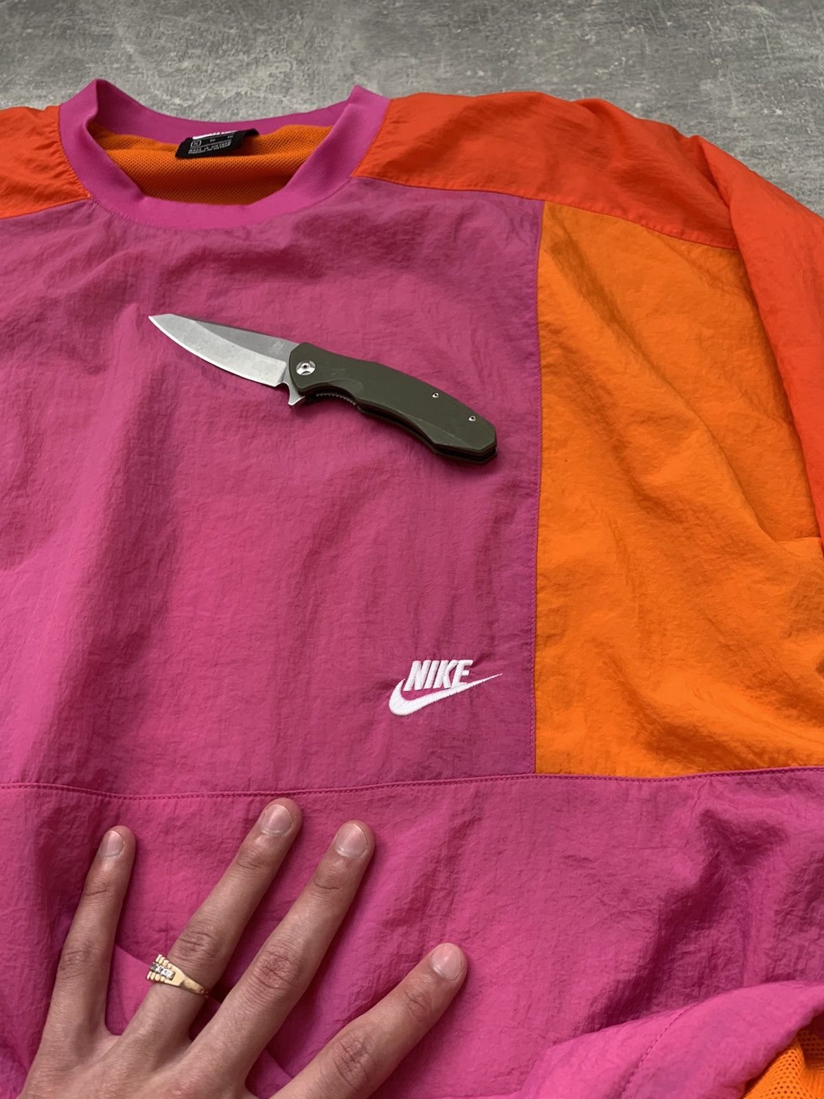 Nike × Vintage Vintage Nike Nylon Drill Sweatshirt Size US XL / EU 56 / 4 - 5 Thumbnail