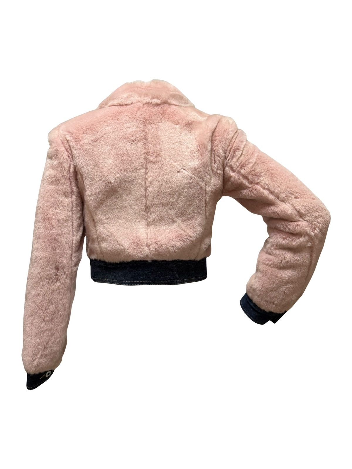 Dolce & Gabbana D&G Fall Winter 1999 Pink Fur & Denim Cropped Jacket Size XS / US 0-2 / IT 36-38 - 2 Thumbnail