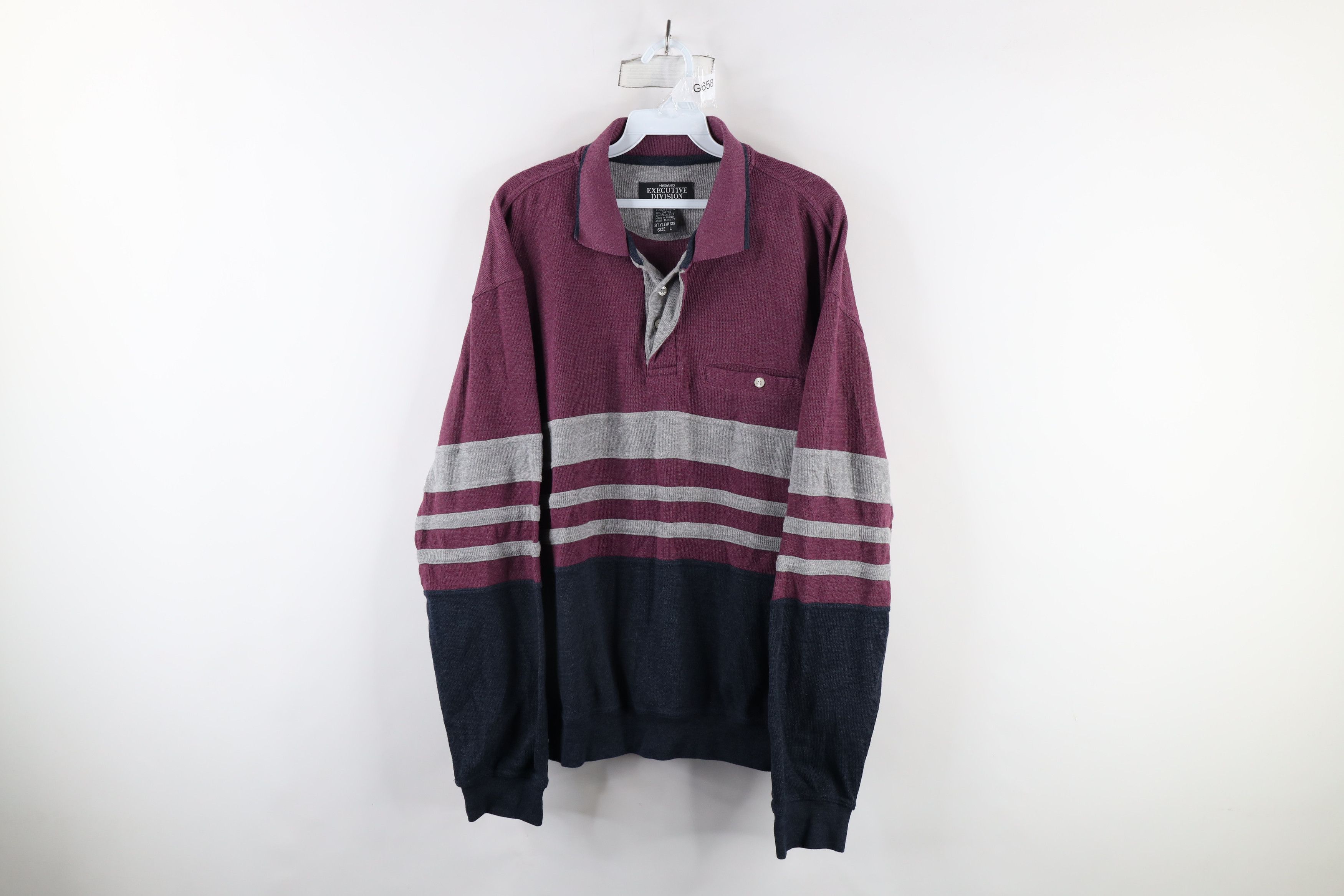 Vintage 90s Streetwear Thermal Waffle Knit Pullover Polo
