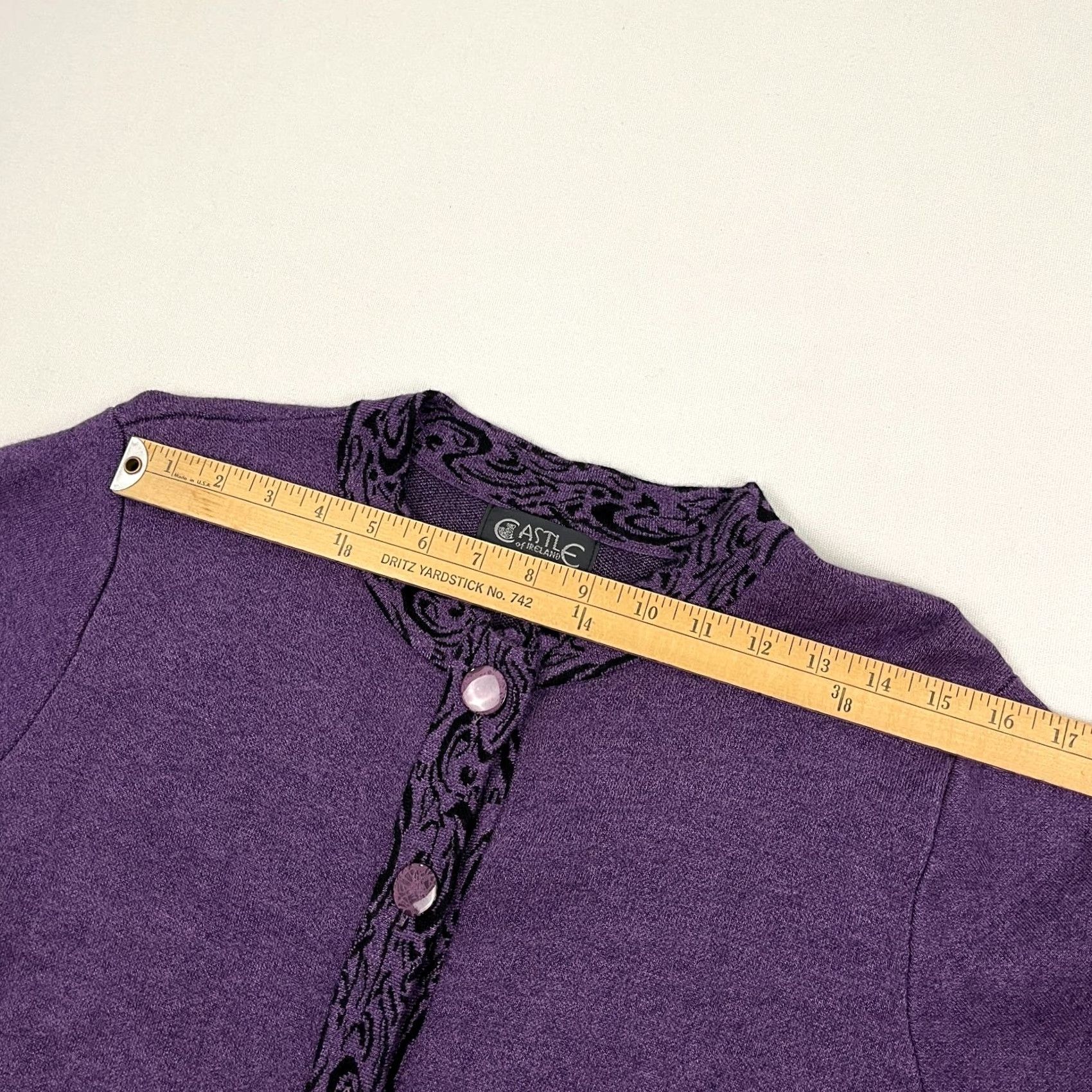 Vintage VINTAGE Castle of Ireland Cardigan Sweater Womens UK 18 44 Purple Wool Blend Patterned Size L / US 10 / IT 46 - 7 Thumbnail