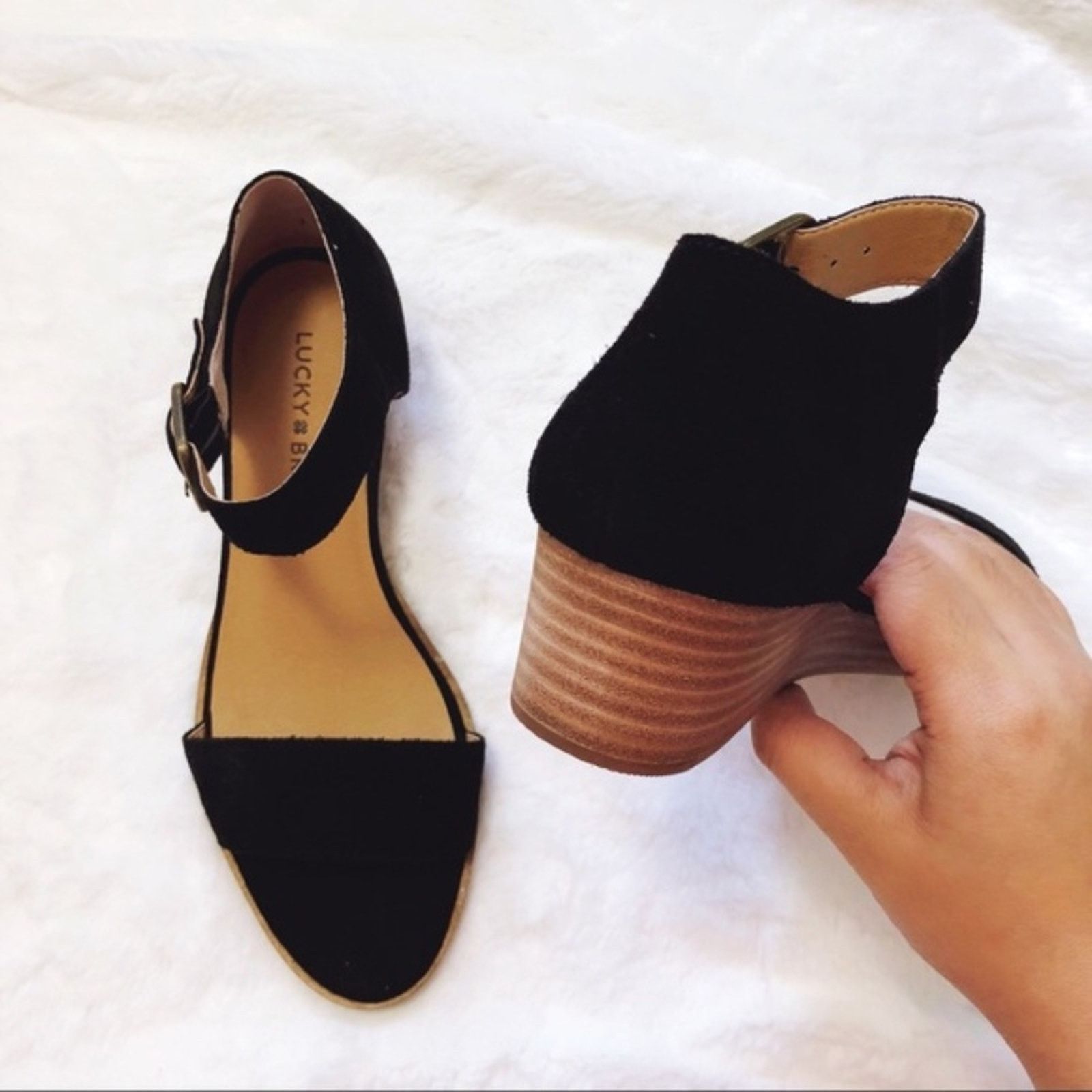 Lucky Brand Lucky Brand Black Riamsee Wedge Sandals Size US 7 / IT 37 - 1 Thumbnail