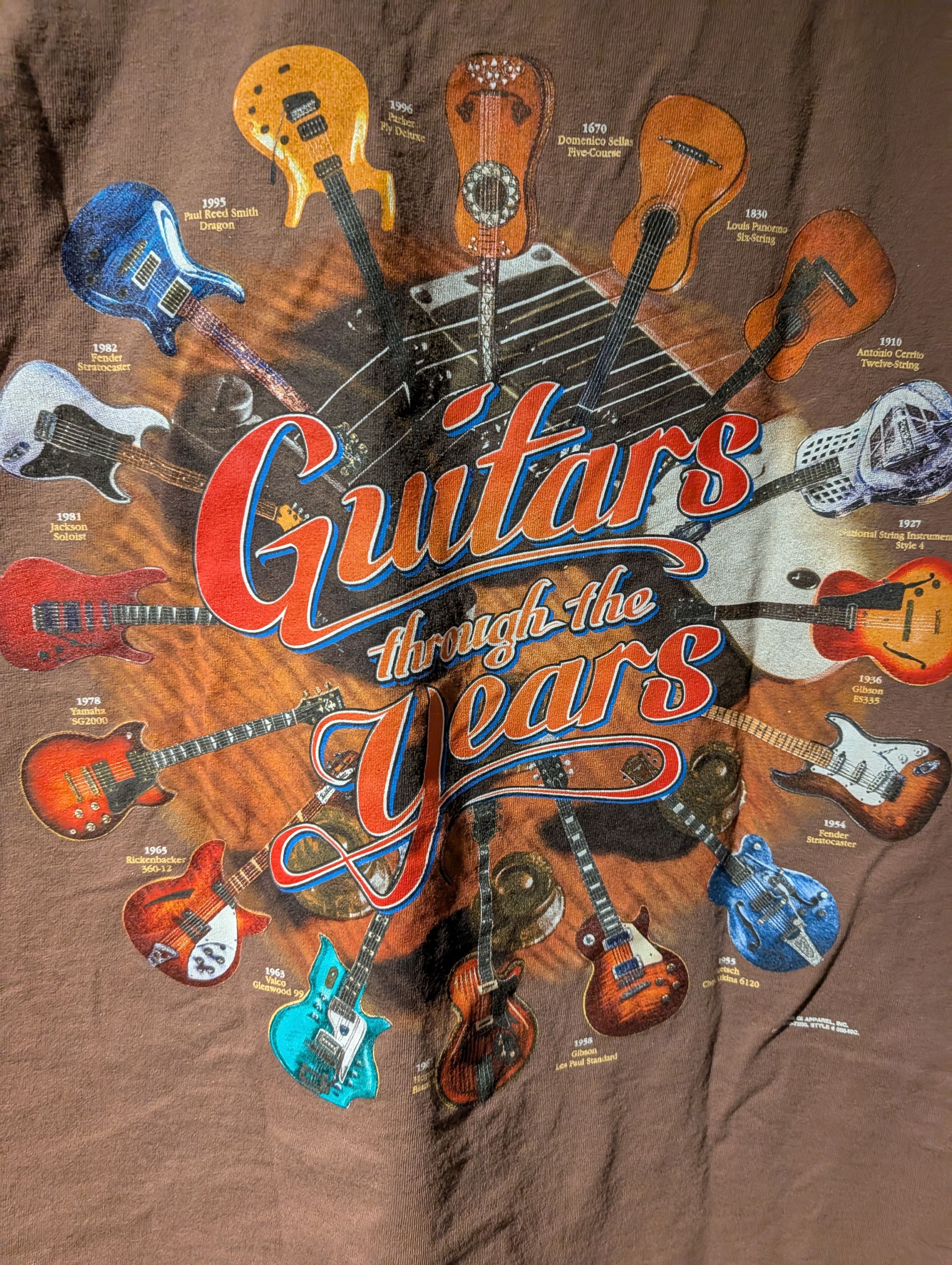 Band Tees Vtg Guitars Through the Years Graphic T-Shirt XXL Music Size US XXL / EU 58 / 5 - 2 Thumbnail