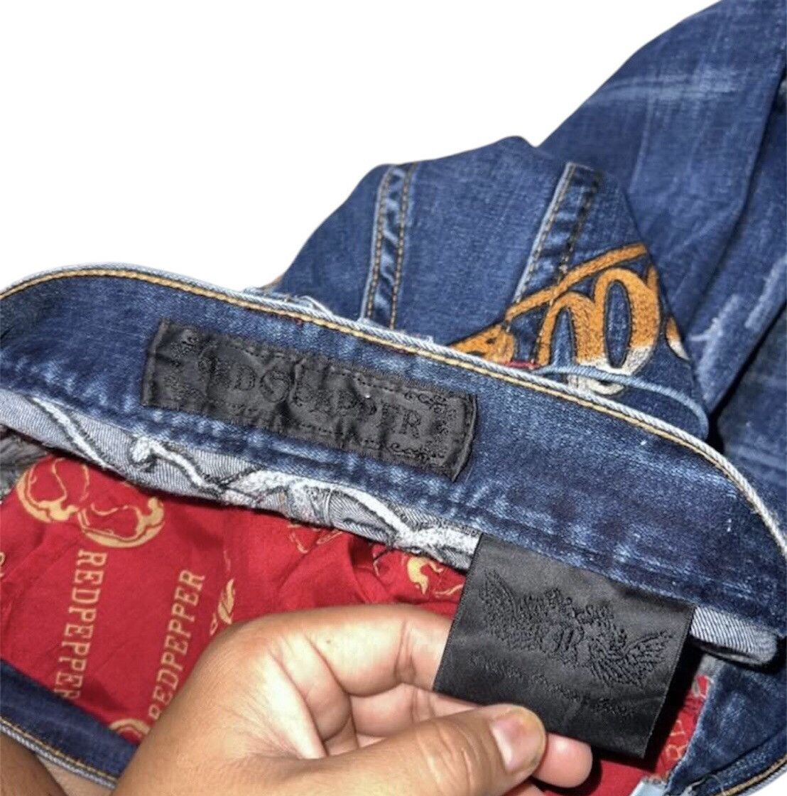Affliction × If Six Was Nine × Japanese Brand Rare design Red pepper jeans Size US 31 - 6 Thumbnail