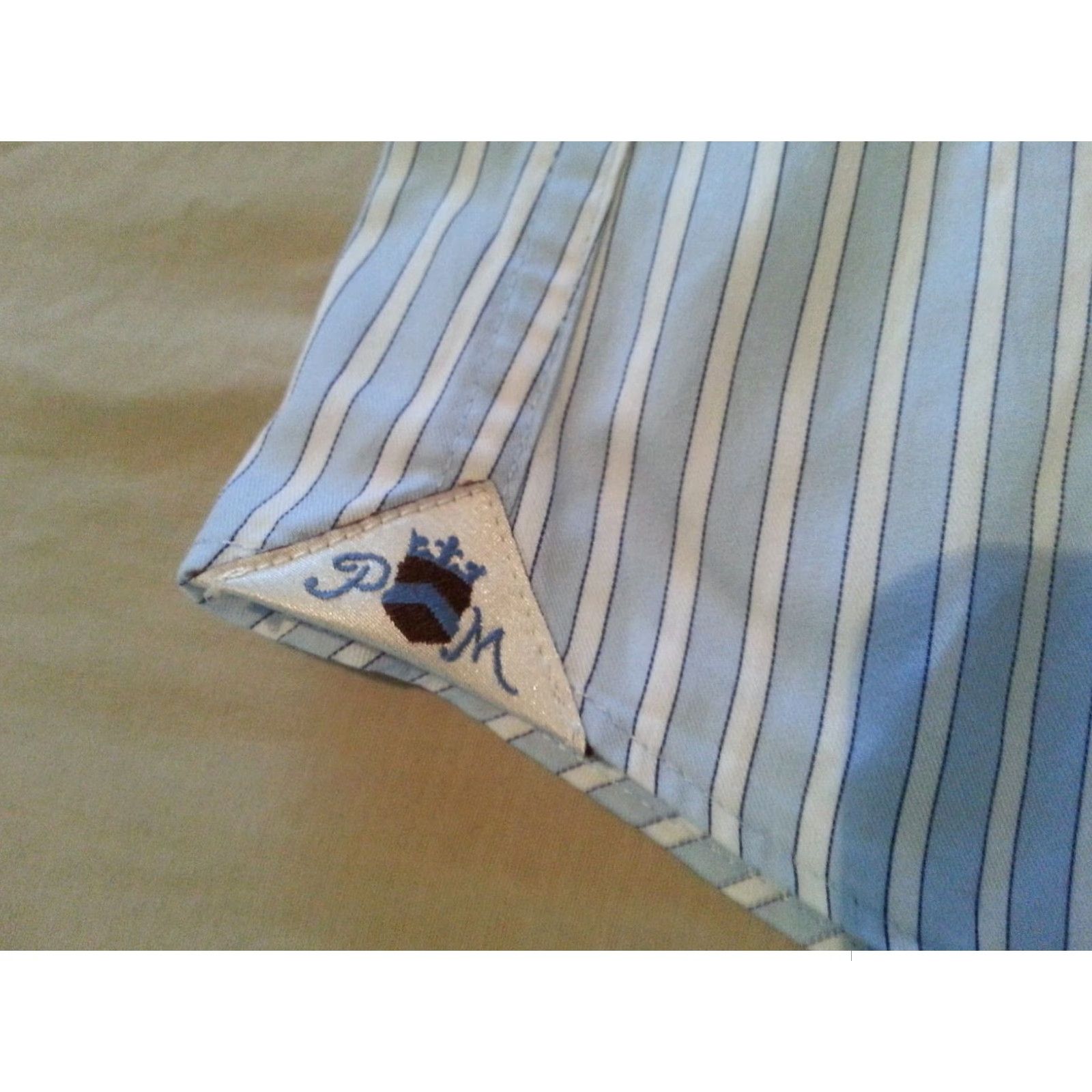 Peter Millar Peter Millar Dress Shirt Mens L Large Blue Stripes Cotton Long Sleeve Button Shirt Size 42R - 5 Thumbnail
