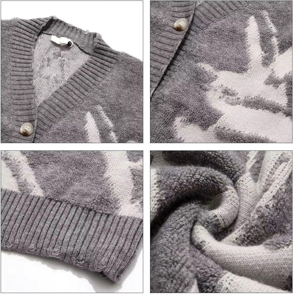 Vintage Gray Oversized Knit Cardigan, Button-Up Sweater Size US L / EU 52-54 / 3 - 4 Thumbnail