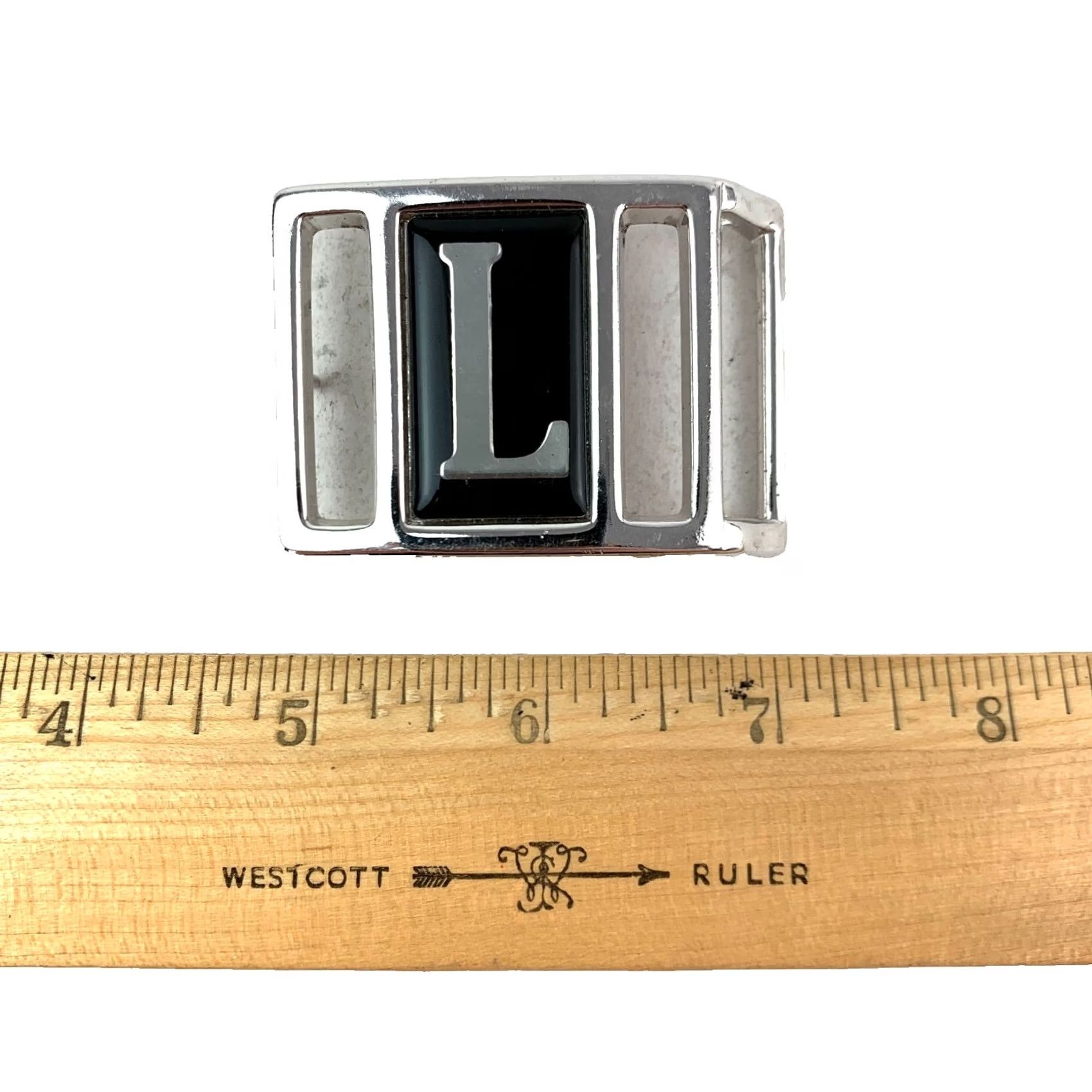 Vintage VINTAGE Avon Personalied Letter L Black Silver Womens Metal Belt Buckle Size ONE SIZE - 5 Thumbnail
