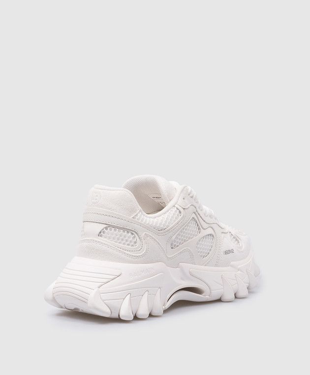 Balmain o1s1wg110925 By B East Logo Embroidery Sneakers in White Size US 8 / IT 38 - 3 Thumbnail