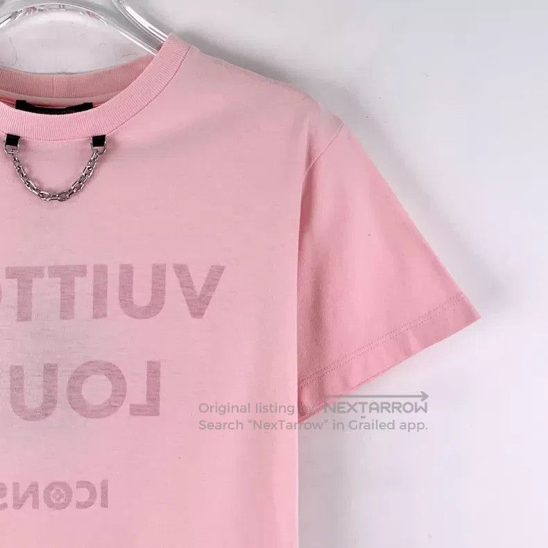 Louis Vuitton Louis Vuitton Pink logo monogrammed chain cotton crew neck Size XS / US 0-2 / IT 36-38 - 3 Thumbnail