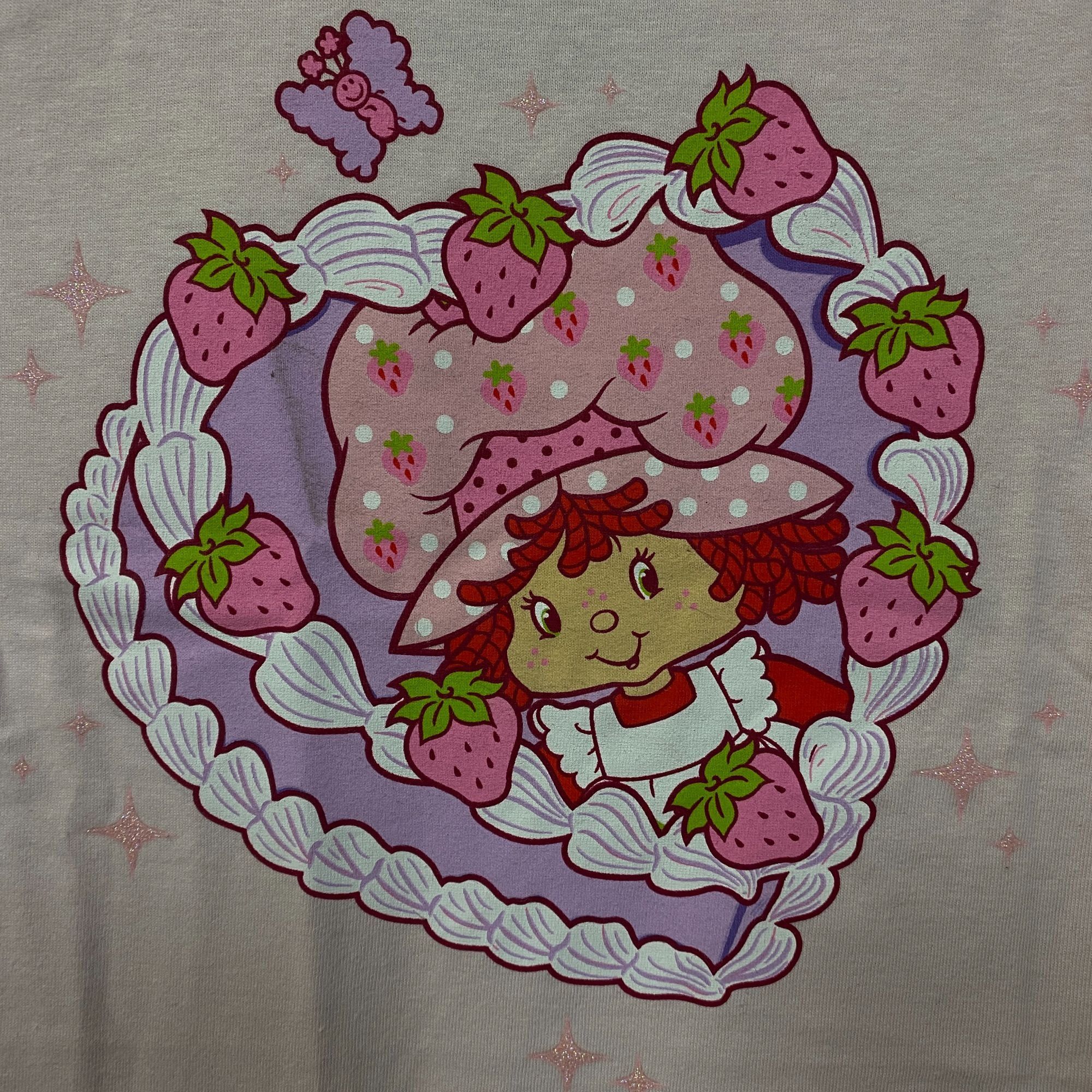 Other Strawberry Shortcake Heart Cake Glitter Women's Baby Tee XL Size XL / US 12-14 / IT 48-50 - 2 Thumbnail
