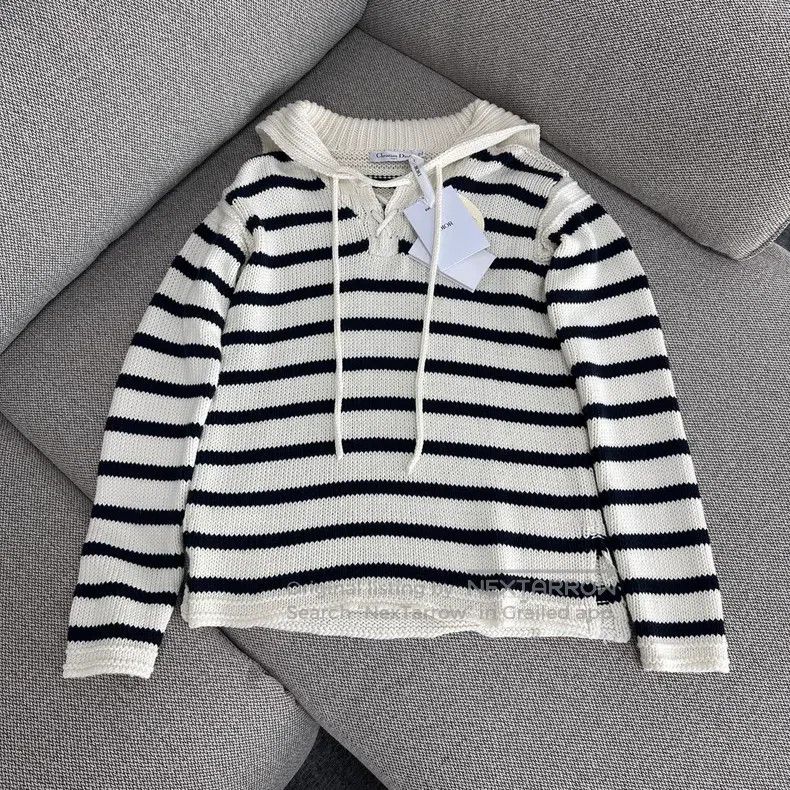 Dior Dior SS22 striped cotton cashmere navy collar long sleeves Size XS / US 0-2 / IT 36-38 - 2 Thumbnail