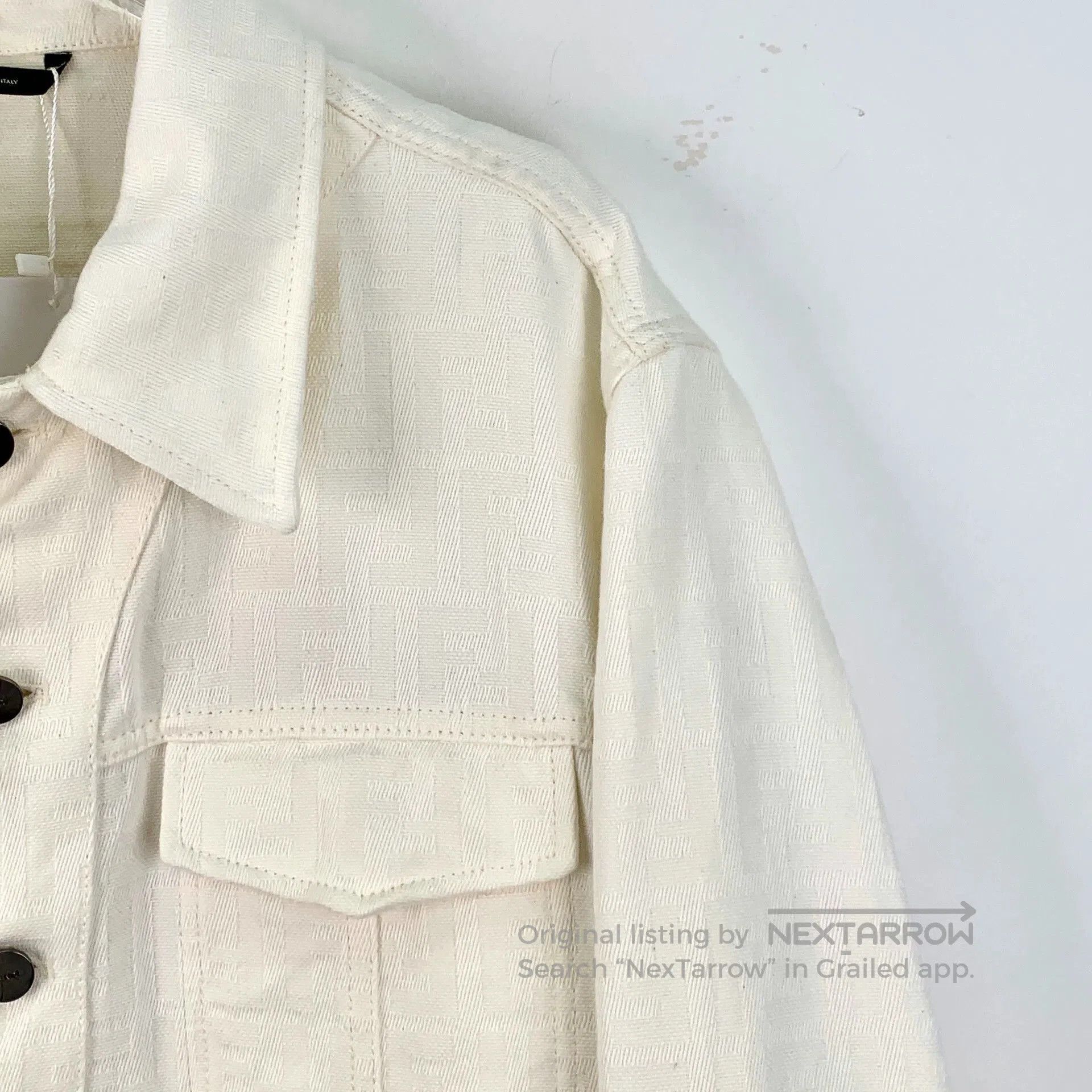 Fendi Fendi White Logo Jacquard Denim Jacket. Size US S / EU 44-46 / 1 - 3 Thumbnail