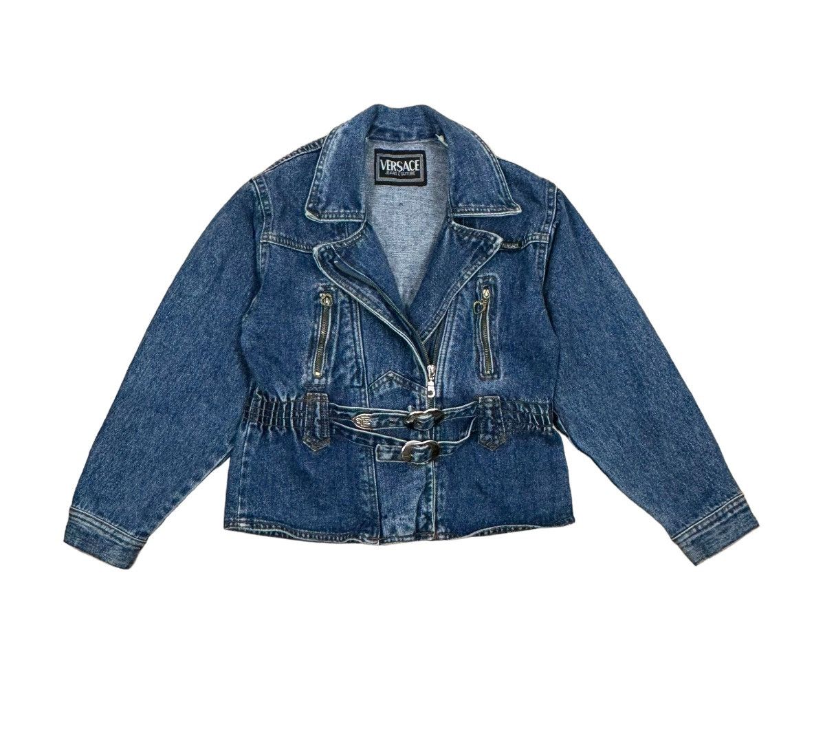 Versace Jeans Couture × Vintage Vintage Versace 1980s Denim Heart Biker Jacket size XS Size XS / US 0-2 / IT 36-38 - 13 Thumbnail