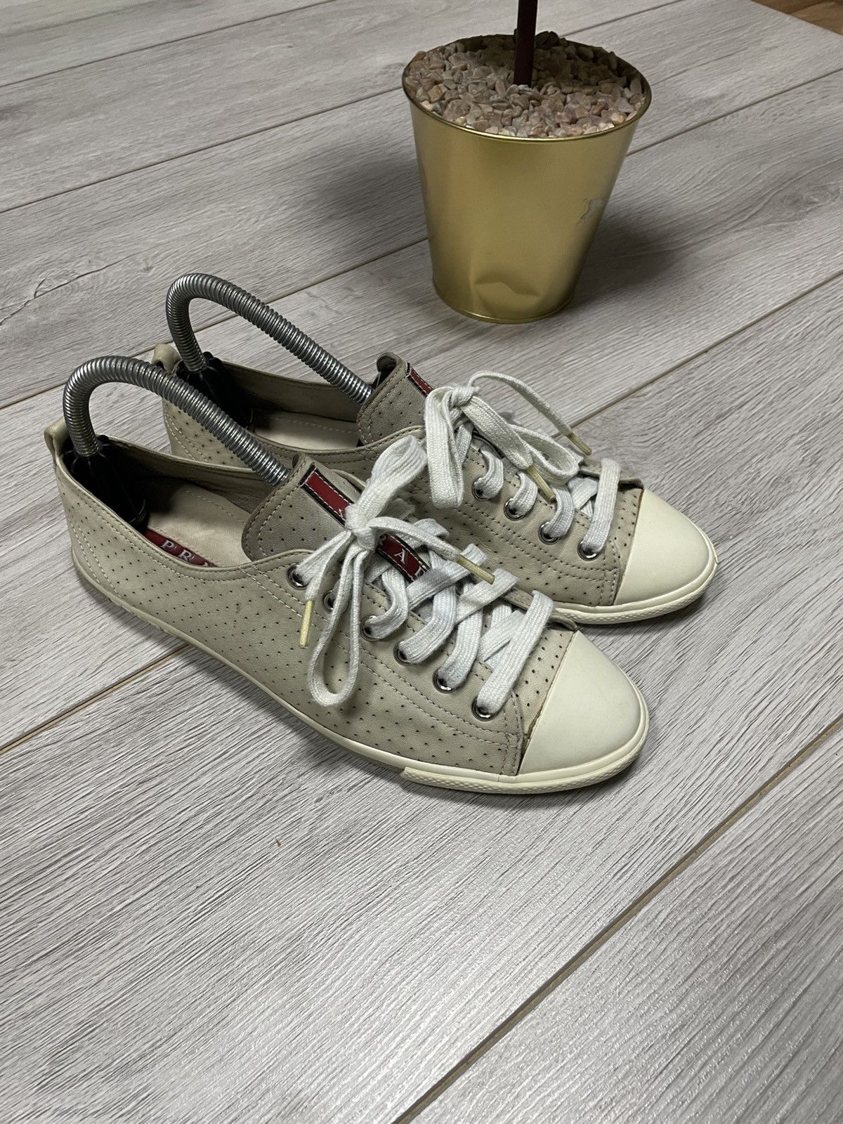 Prada Prada red tab vintage leather sneakers Size US 8 / IT 38 - 1 Thumbnail