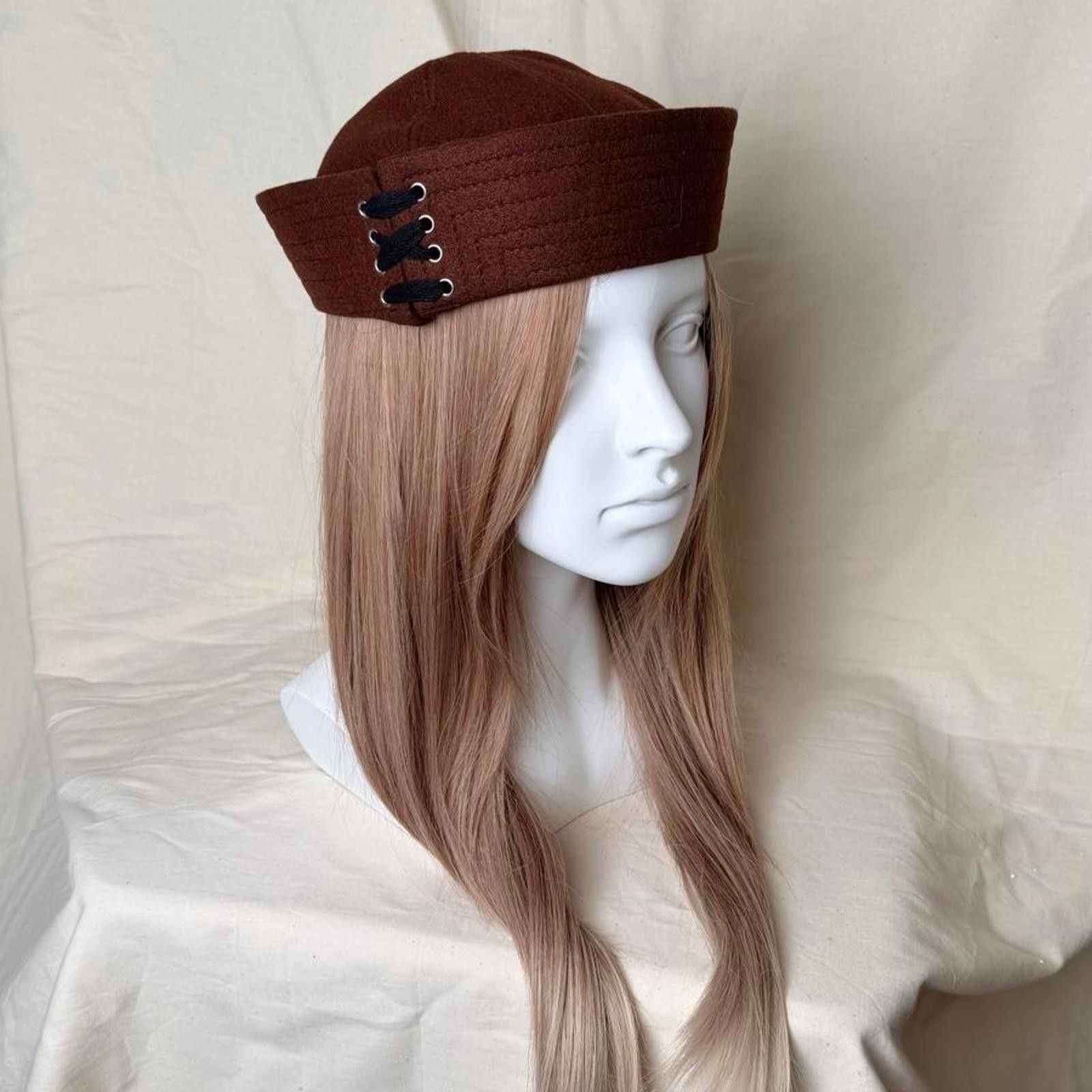 Japanese Brand Brown Wool Eyelet Beret Sailor Hat Y2K French Girl Size ONE SIZE - 3 Thumbnail