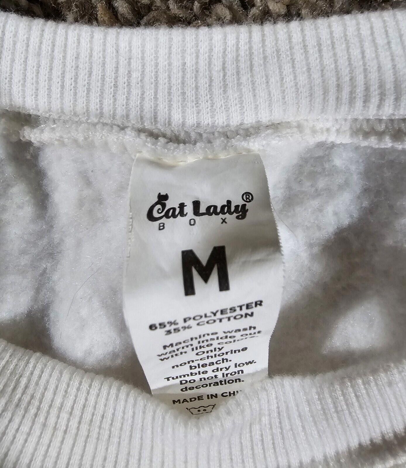 Designer Cat Lady Box Medium Wake Up And Be Pawsome White Sweatshirt Size M / US 6-8 / IT 42-44 - 3 Thumbnail