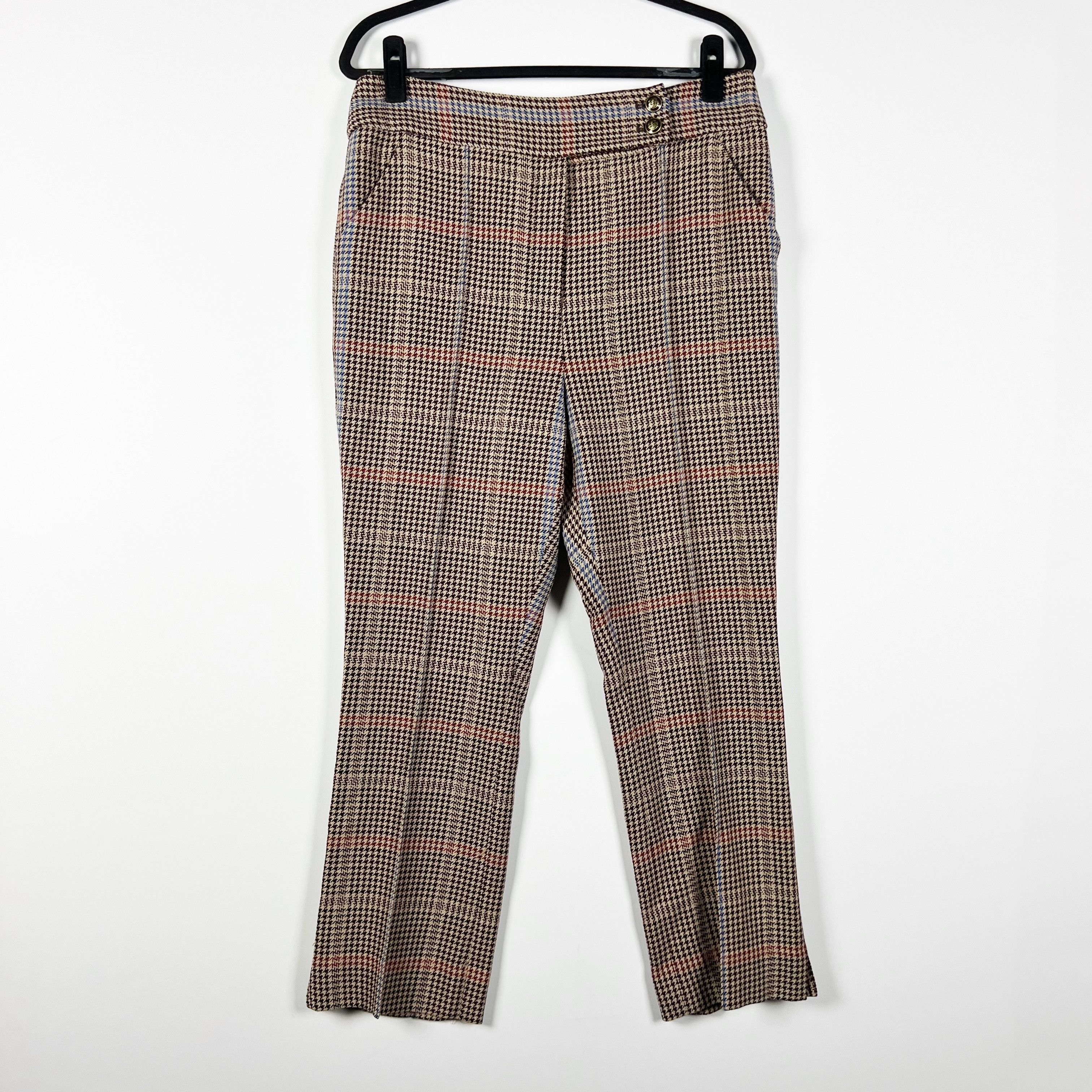 image of Veronica Beard Montlake Cropped Houndstooth in Brown, Women's (Size 36)