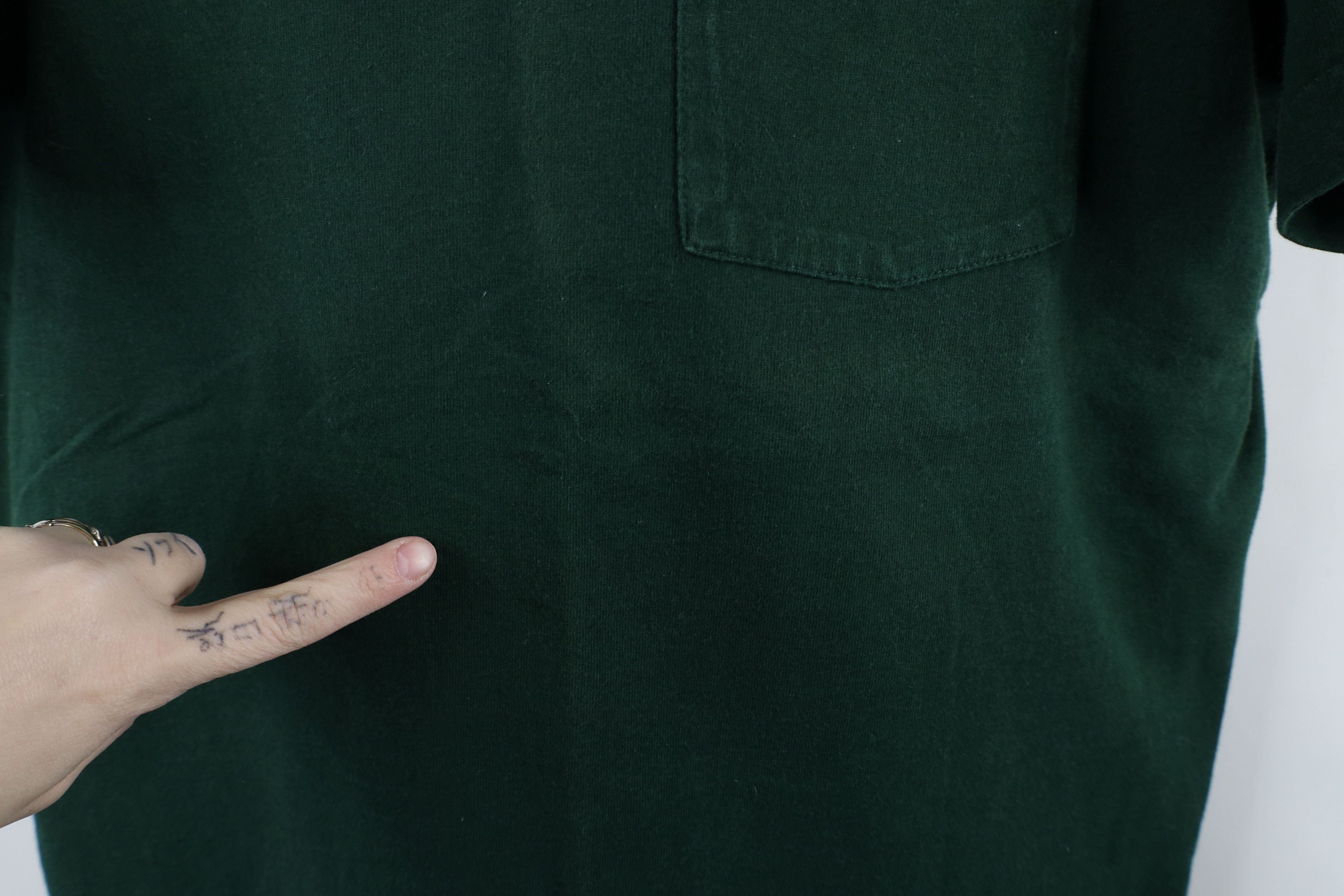 Vintage Vintage 90s Streetwear Heavyweight Cotton T-Shirt Green USA Size US XL / EU 56 / 4 - 4 Thumbnail