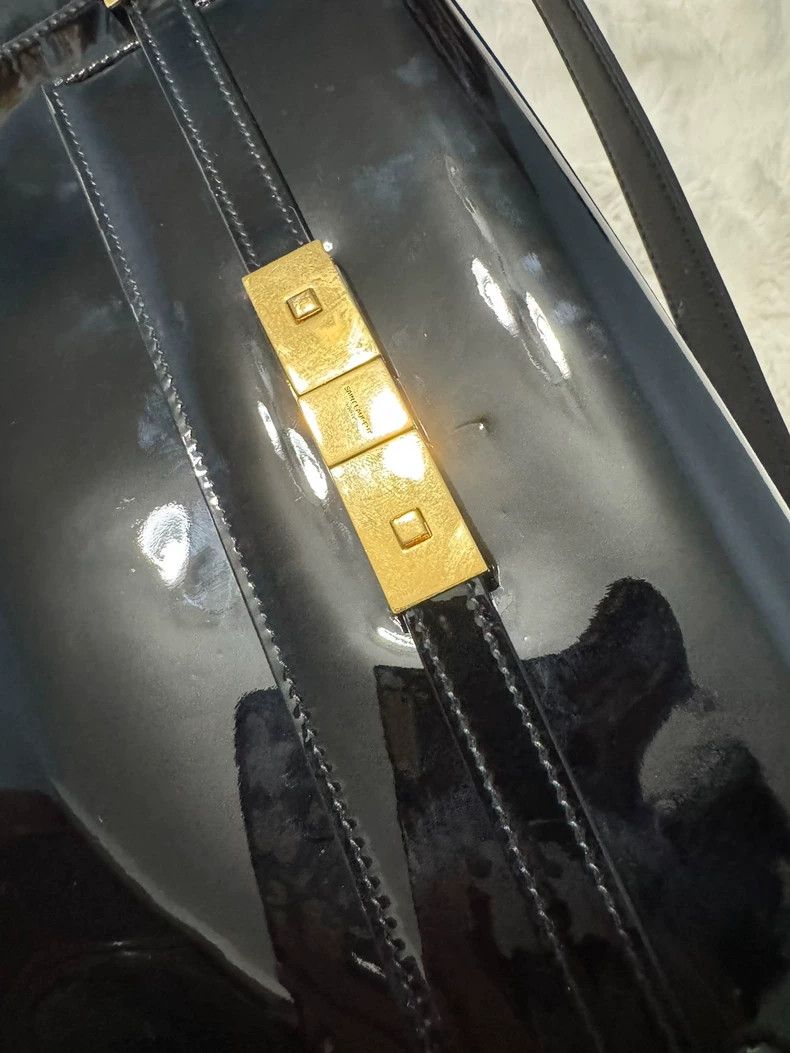 Yves Saint Laurent saint laurent Black gold patent Manhattan bag 2501-Nextarro Size ONE SIZE - 7 Thumbnail