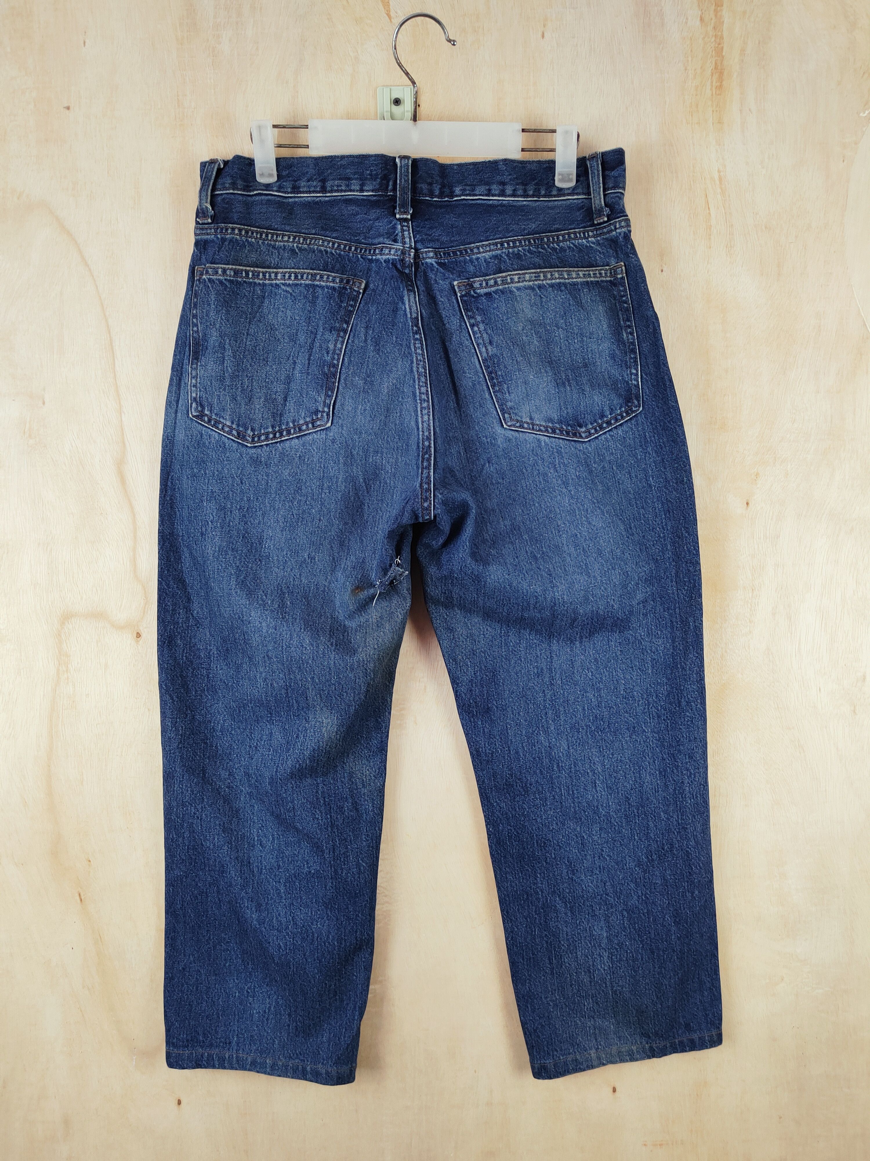 Japanese Brand Uniqlo Japanese Fabric by Kaihara Blue Ripped Jeans #S2655 Size US 31 - 7 Thumbnail