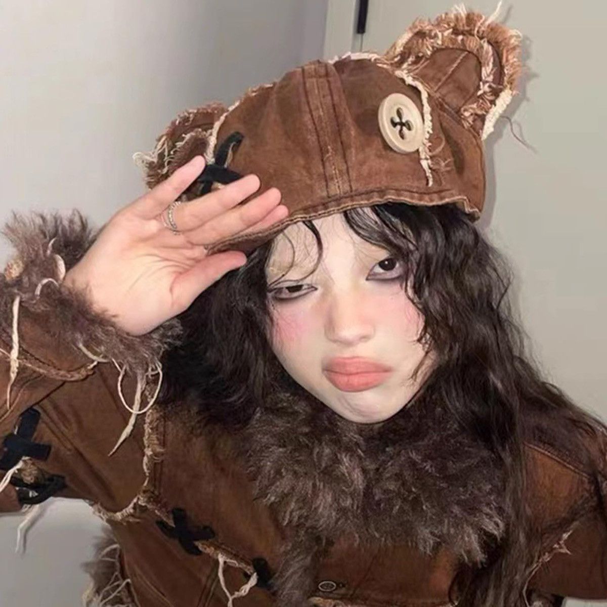 Japanese Brand × Vintage Adult Harajuku Cute Bear Ear Beret Hat Girls Size ONE SIZE - 6 Thumbnail