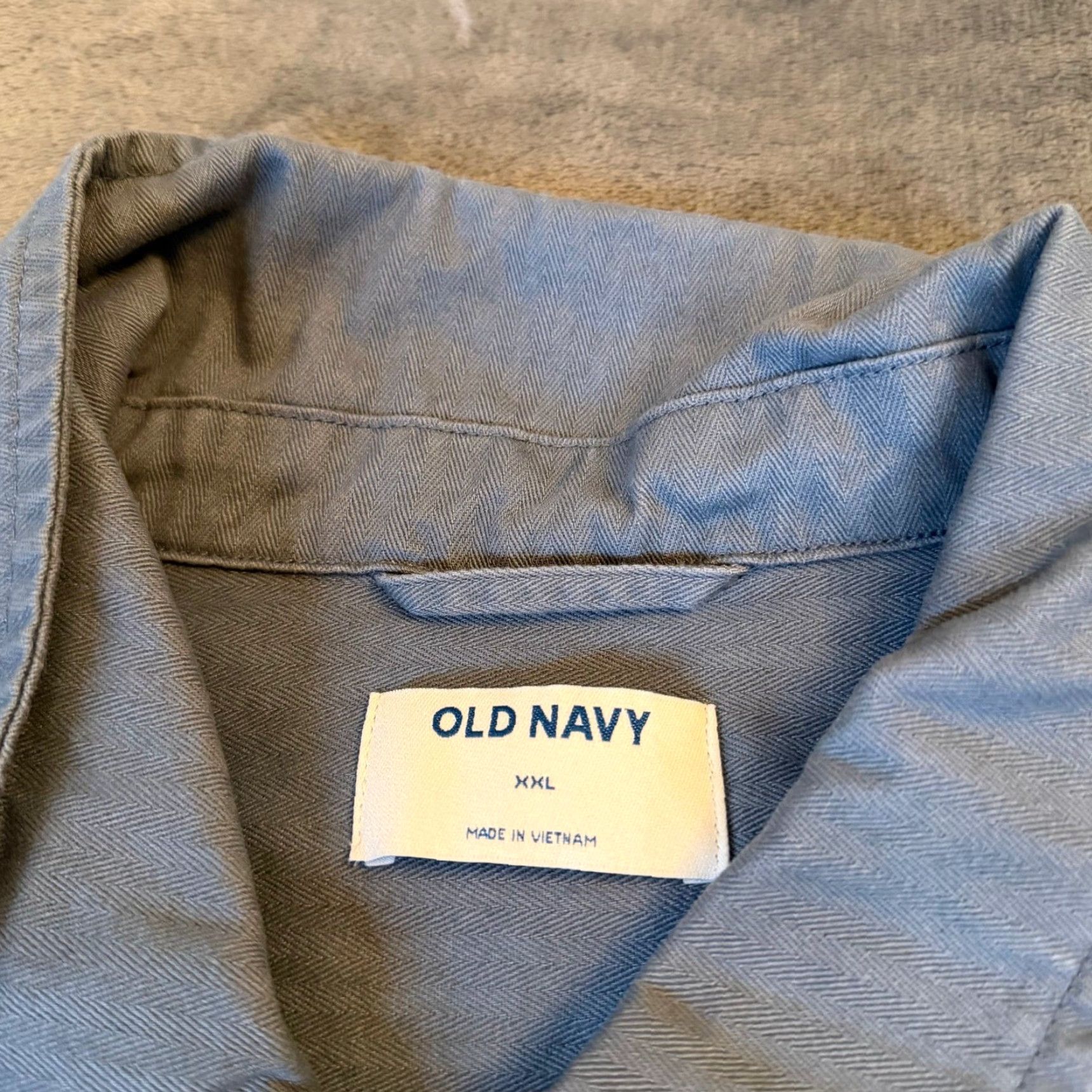 Old Navy Old Navy Shacket Jacket Mens XXL 2XL Herringbone Blue Grey Twill Snap Front Pockets Casual Workwear Size US XXL / EU 58 / 5 - 3 Thumbnail