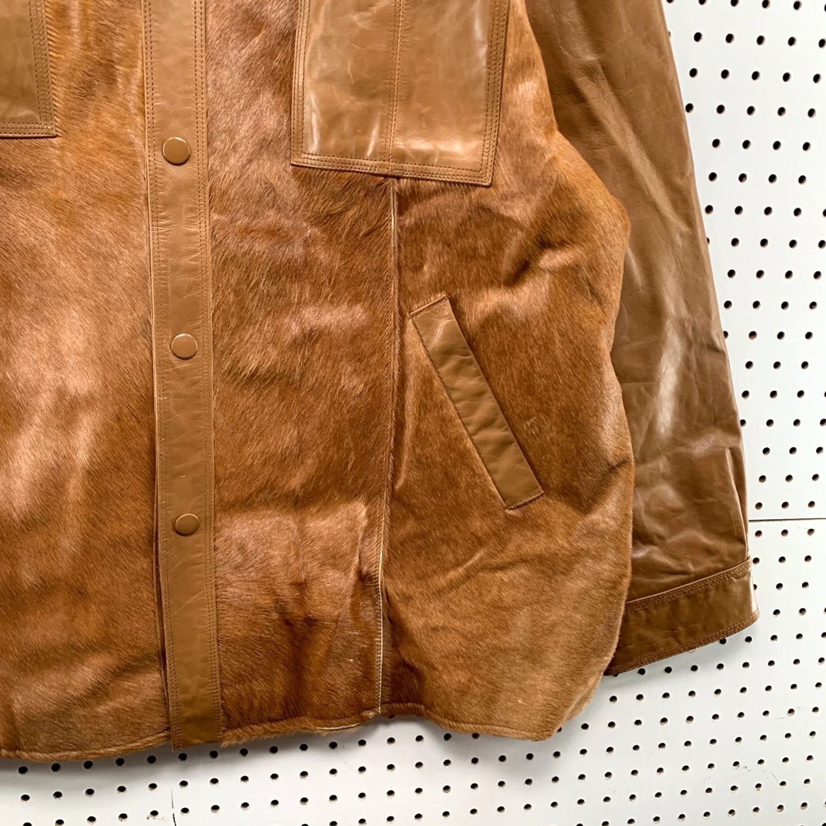 Vintage VINTAGE Davoucci Leather Jacket Men 6XL Brown Hair On Hide 80s 90s Rodeo Western Jacket Size US XXL / EU 58 / 5 - 6 Thumbnail
