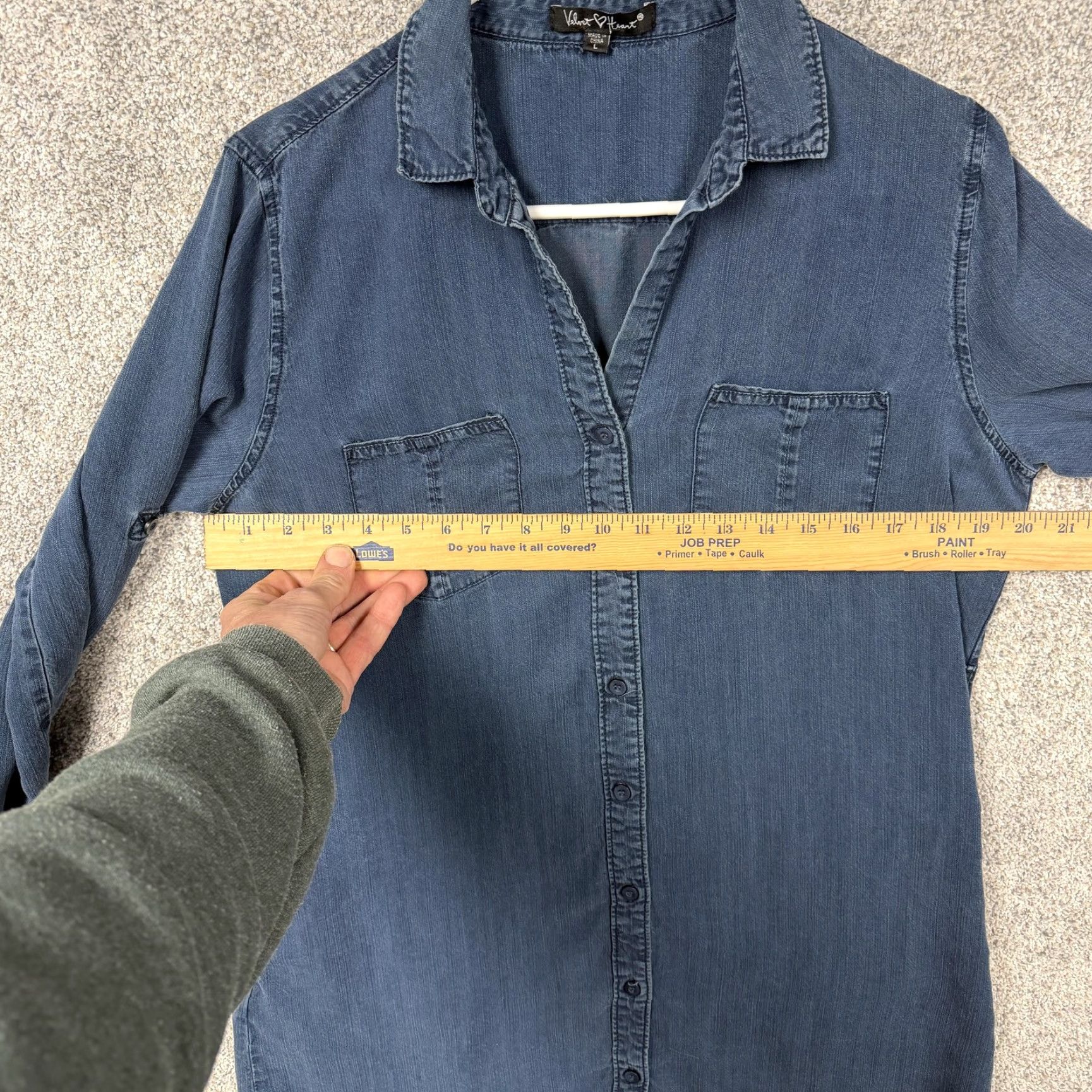 Velvet Velvet Heart Shirt Dress L Blue Chambray Collared Pockets Lightweight 100% Tencel Women Long Sleeve Size L / US 10 / IT 46 - 4 Thumbnail