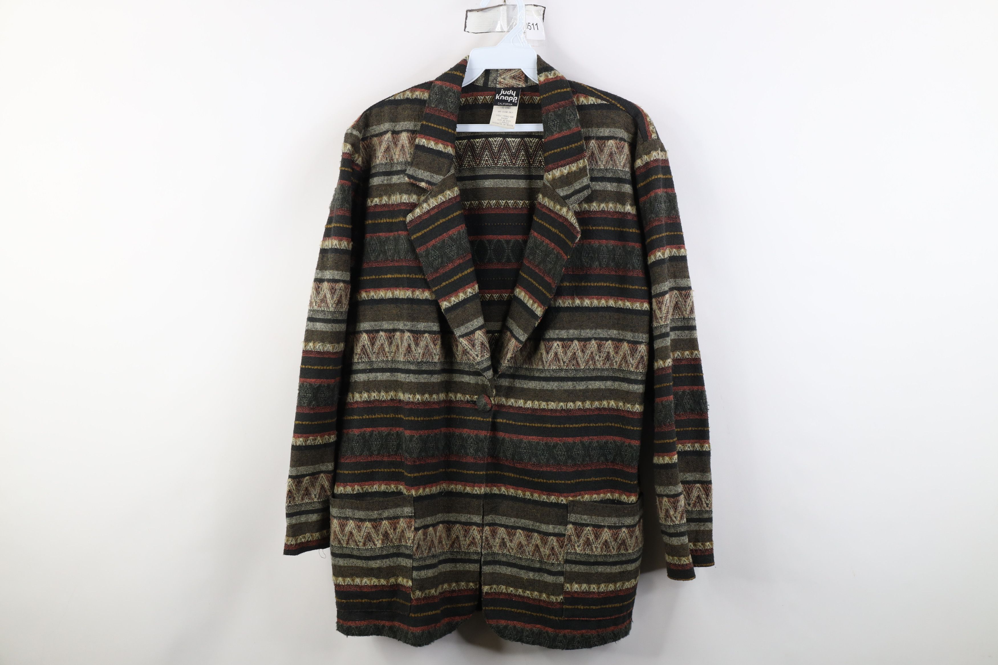 Vintage Vintage 90s Streetwear Tone Knit Suit Coat Blazer Jacket Size L / US 10 / IT 46 - 1 Thumbnail