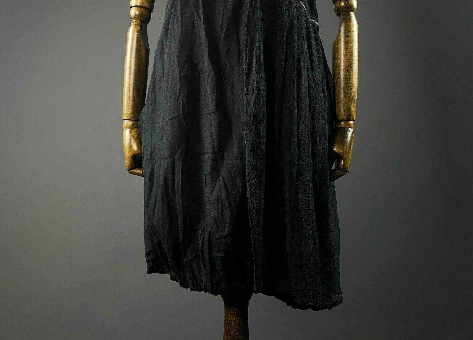 Massimo Osti Masai Black Short Sleeve Zip A-Line Knee Lenght Dress Size M Size M / US 6-8 / IT 42-44 - 3 Thumbnail