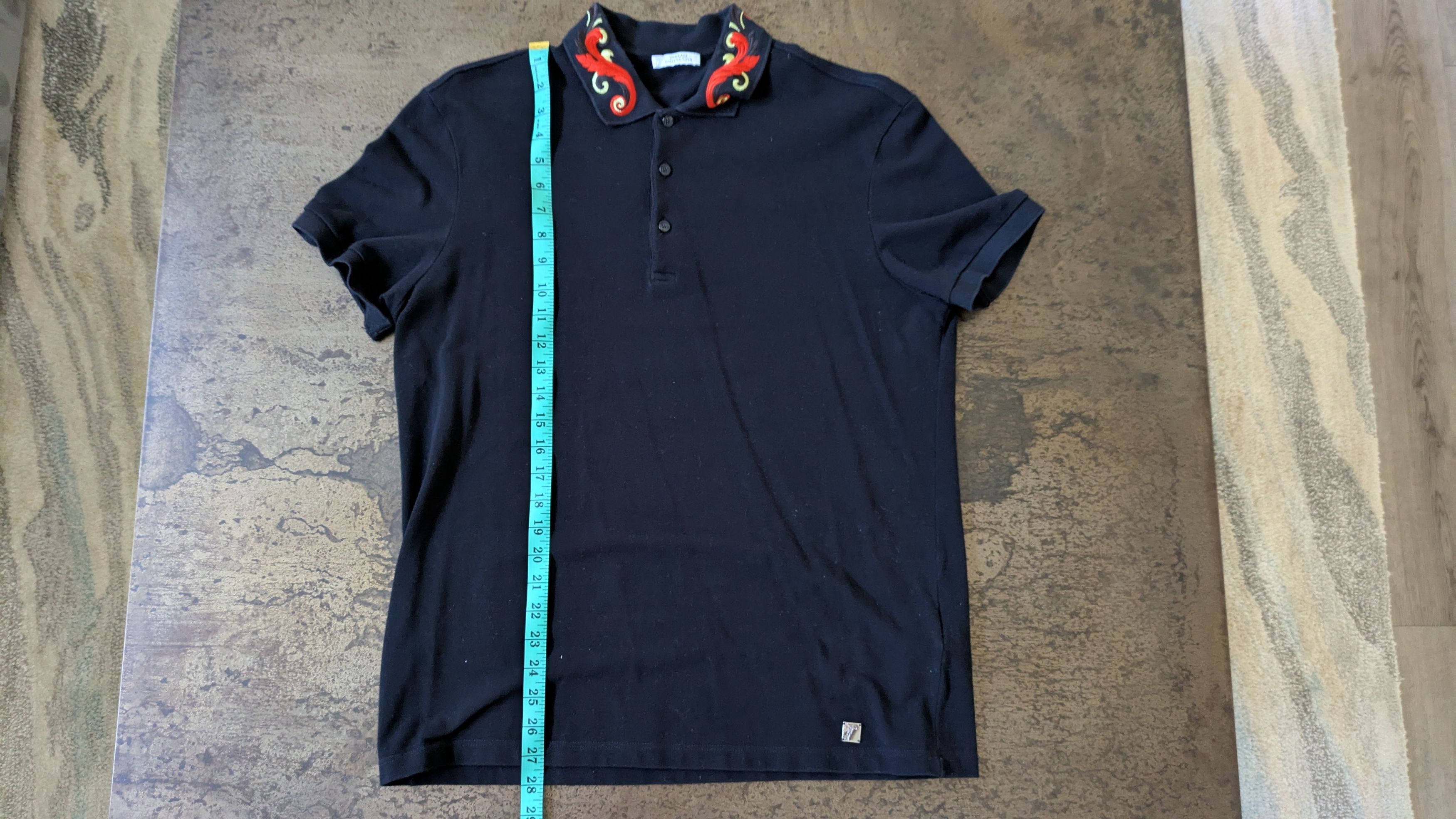 Versace Versace Collection black embroidered collar baroque polo Size US XL / EU 56 / 4 - 6 Thumbnail