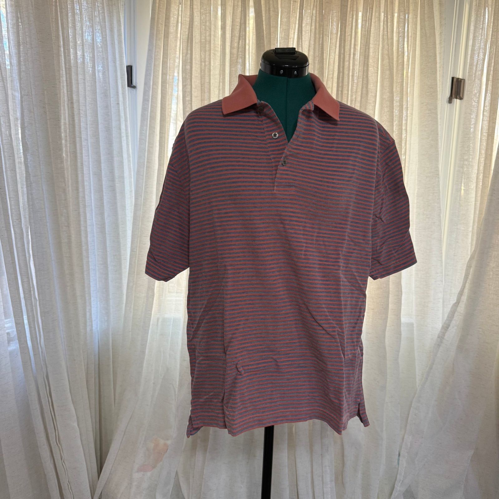 Jos. A. Bank Jos. A. Bank Orange & Navy Striped Polo | Sz L Size US L / EU 52-54 / 3 - 2 Thumbnail
