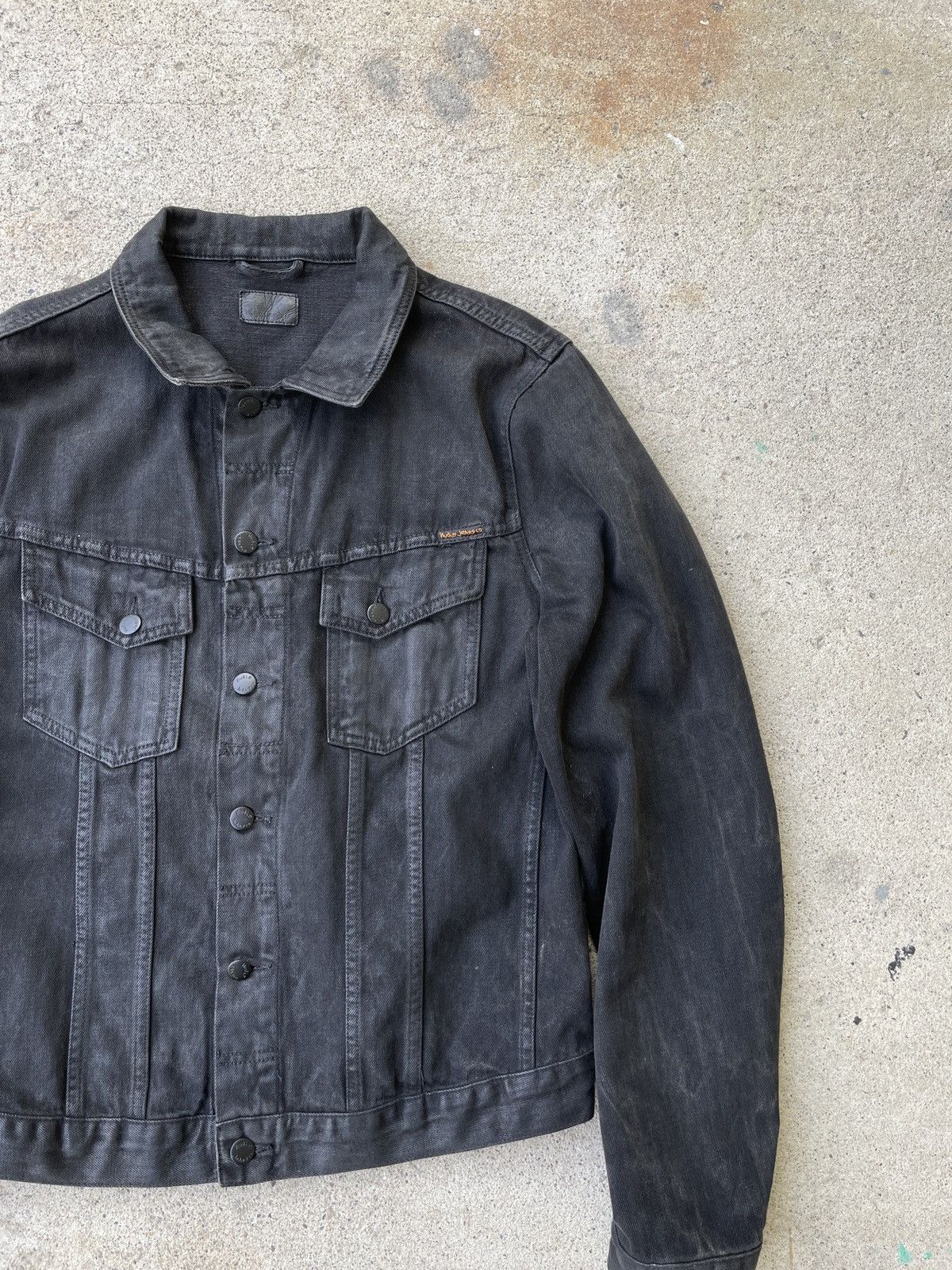 image of Archival Clothing x Nudie Jeans Billy Black Onyx Waxed Denim Jacket, Men's (Size XL)