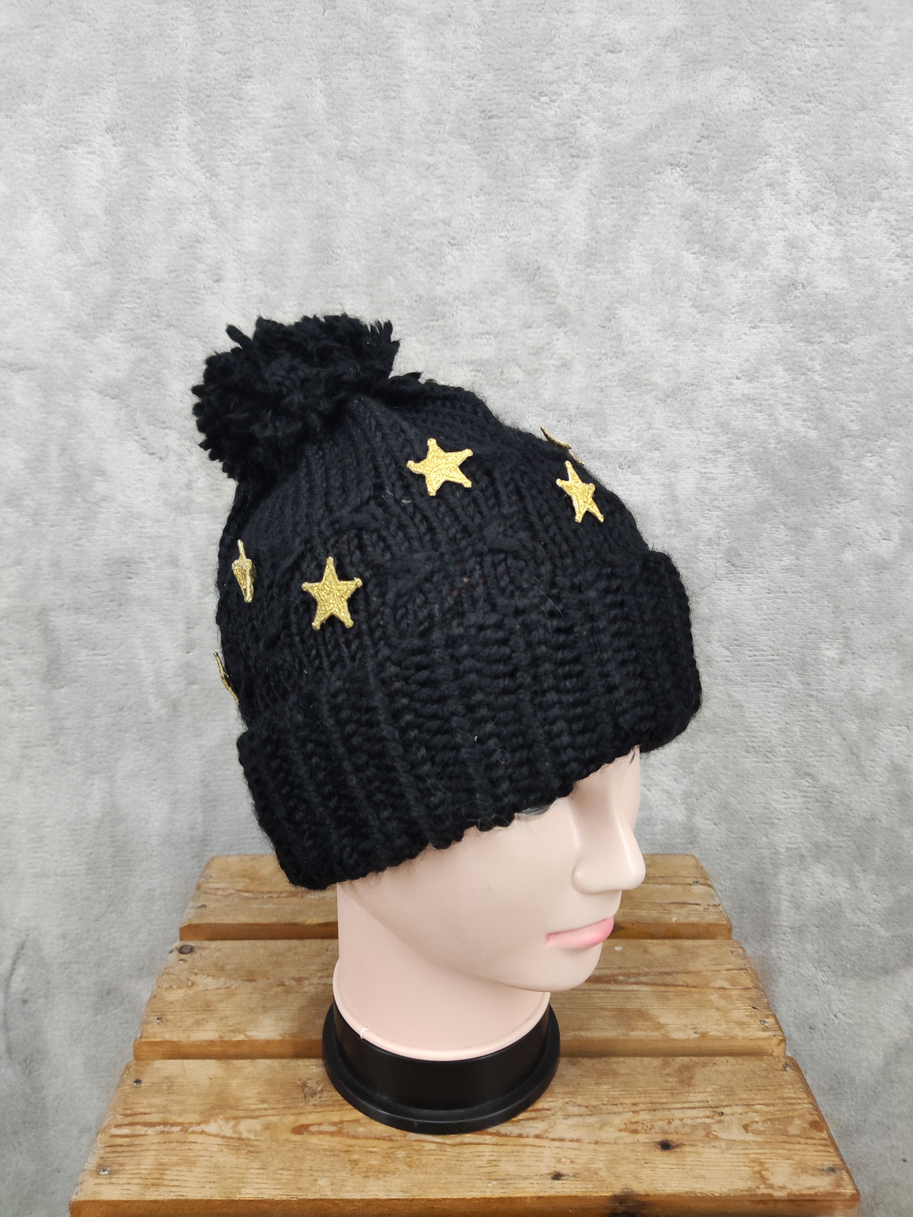 CA4LA Japanese Brand Ca4la Black Crochet Beanie Hat Size ONE SIZE - 2 Thumbnail