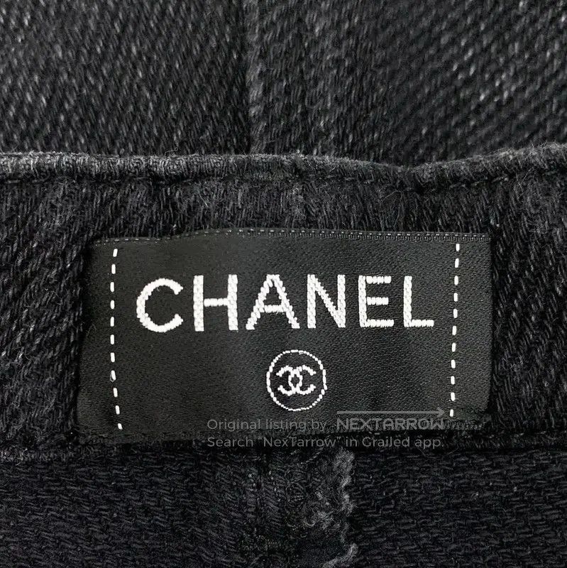 Chanel Chanel Black Cotton Wide Leg Jeans . Size 22" - 6 Thumbnail