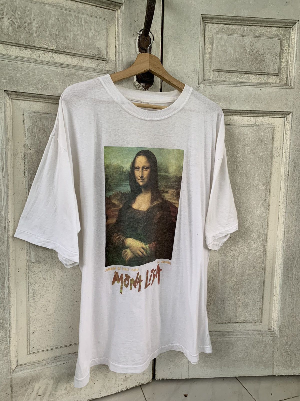 image of Art x Da Vinci Vintage 90's Mona Lisa La Jaconde in White, Men's (Size 2XL)