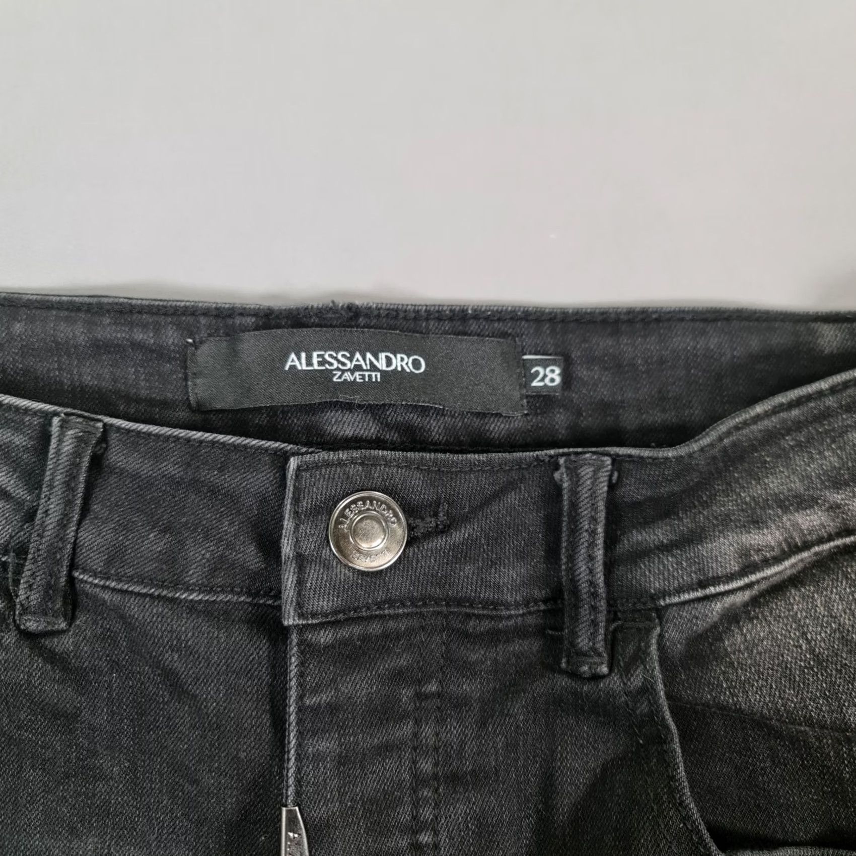 Alessandro Dell'acqua ALESSANDRO Zavetti Mens Jeans Black W28 L32 Distressed Stretch Denim Skinny Size US 28 / EU 44 - 3 Thumbnail