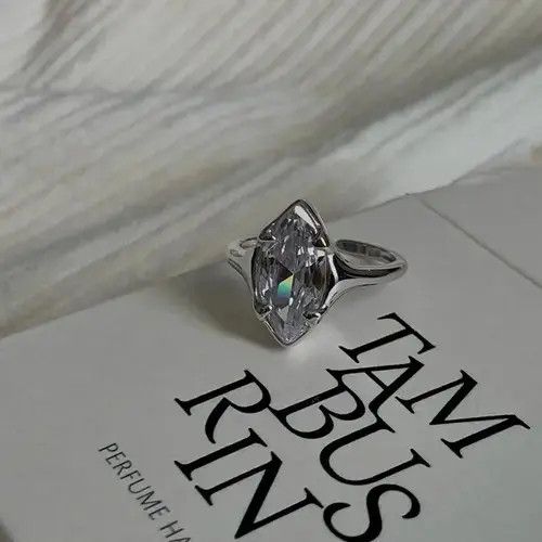 Jewelry Trendy Elegant Geometric Sparkling Stone Adjustable Ring Size ONE SIZE - 1 Thumbnail