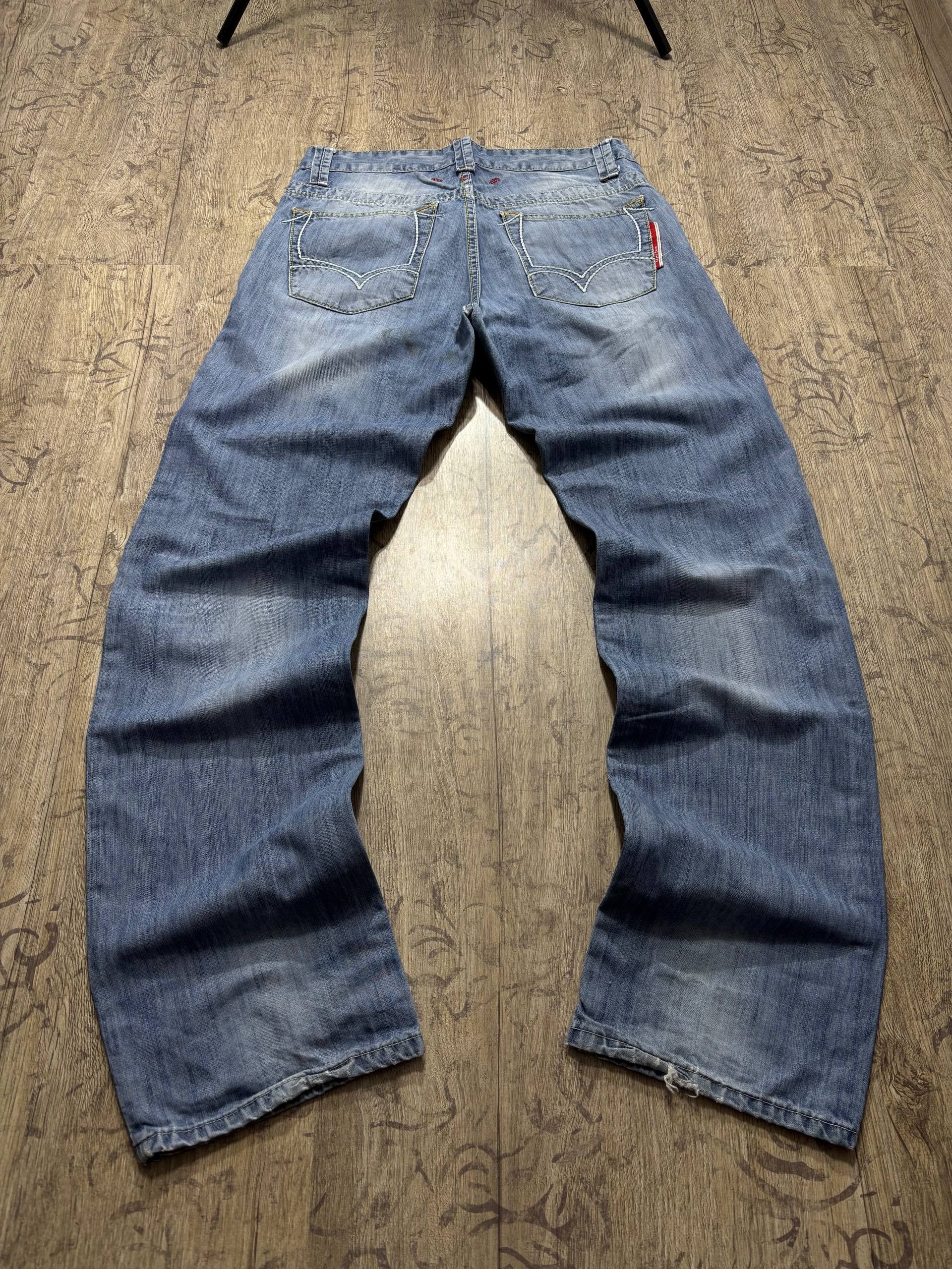 GOSTAR DE FUGA VTG Flare GOA LGB type! Y2K Japan Denim Jeans Size US 31 - 2 Thumbnail