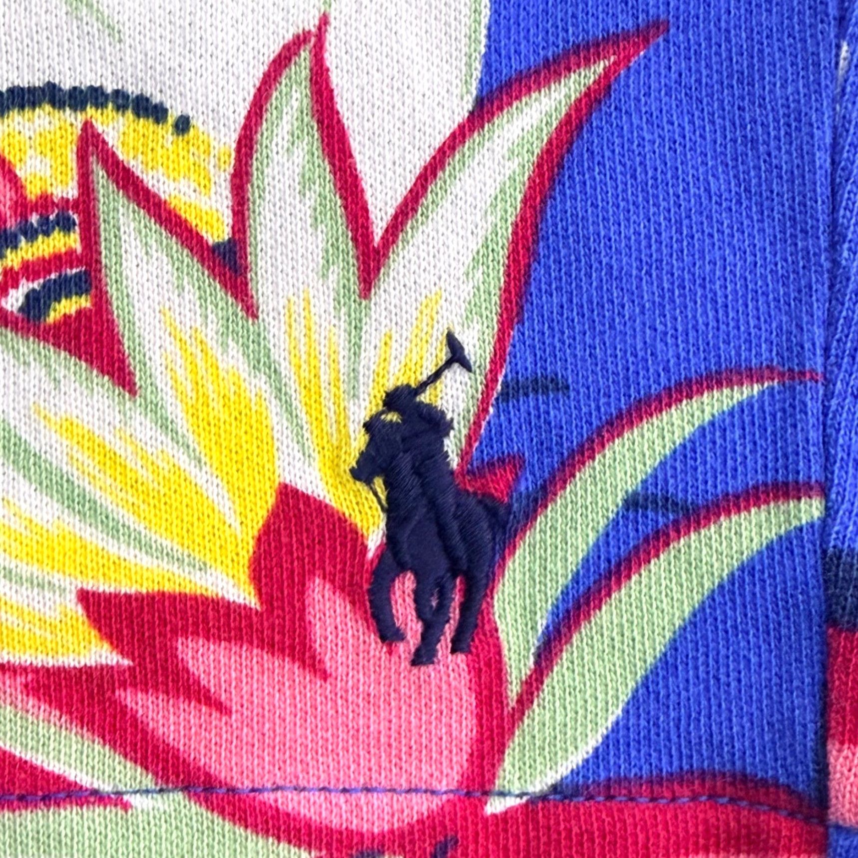 Polo Ralph Lauren Shorts Mens Medium Blue Tropical Floral Terry Cloth 9in Inseam