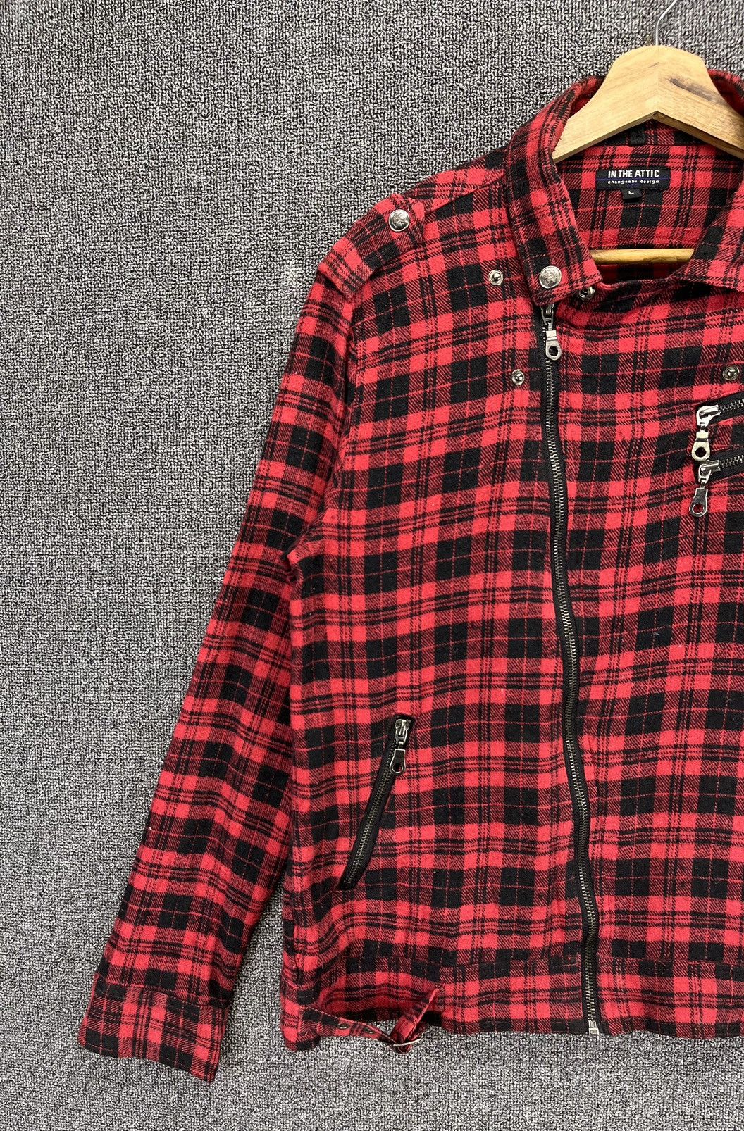 In The Attic Vintage In The Attic Shadow Plaid Rare Punk Jacket Size L / US 10 / IT 46 - 3 Thumbnail