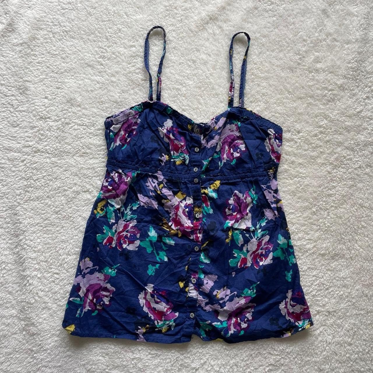 Garage 2000s Garage Blue Floral Babydoll Tank Top Size M / US 6-8 / IT 42-44 - 2 Thumbnail