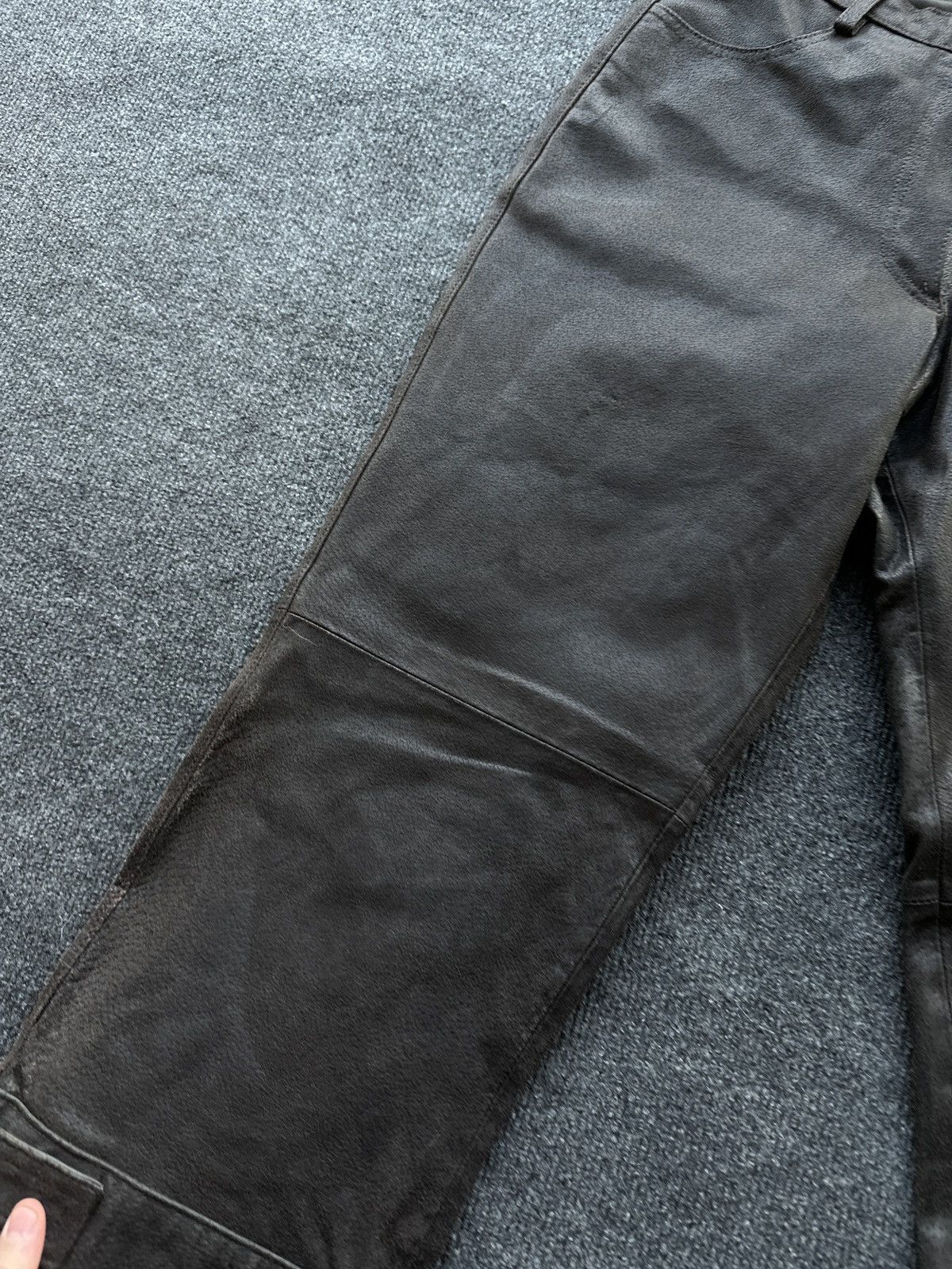 Leather 🚨Vintage leather pants motorcycles dark brown LUXURY Y2K Size 29" - 5 Thumbnail