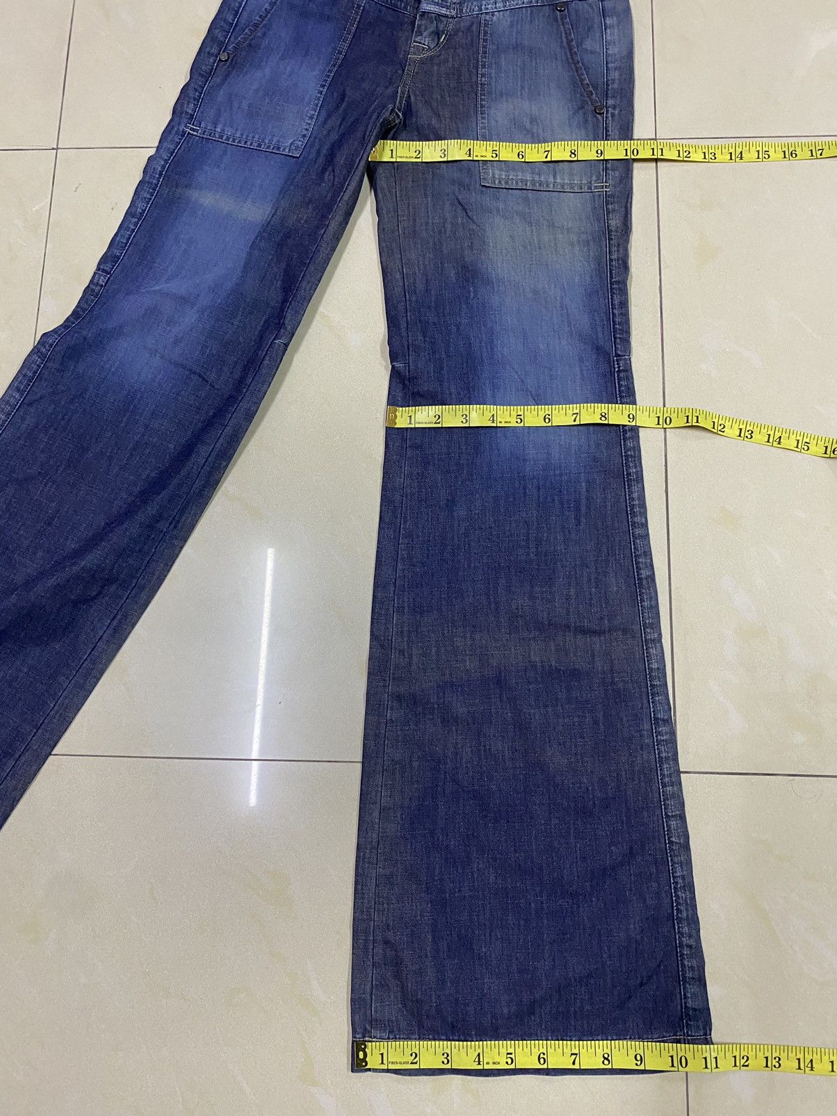 Marithe + Francois Girbaud Le Jean De MFG Wide Leg Flared Denim Faded Size 27" / US 4 / IT 40 - 17 Thumbnail