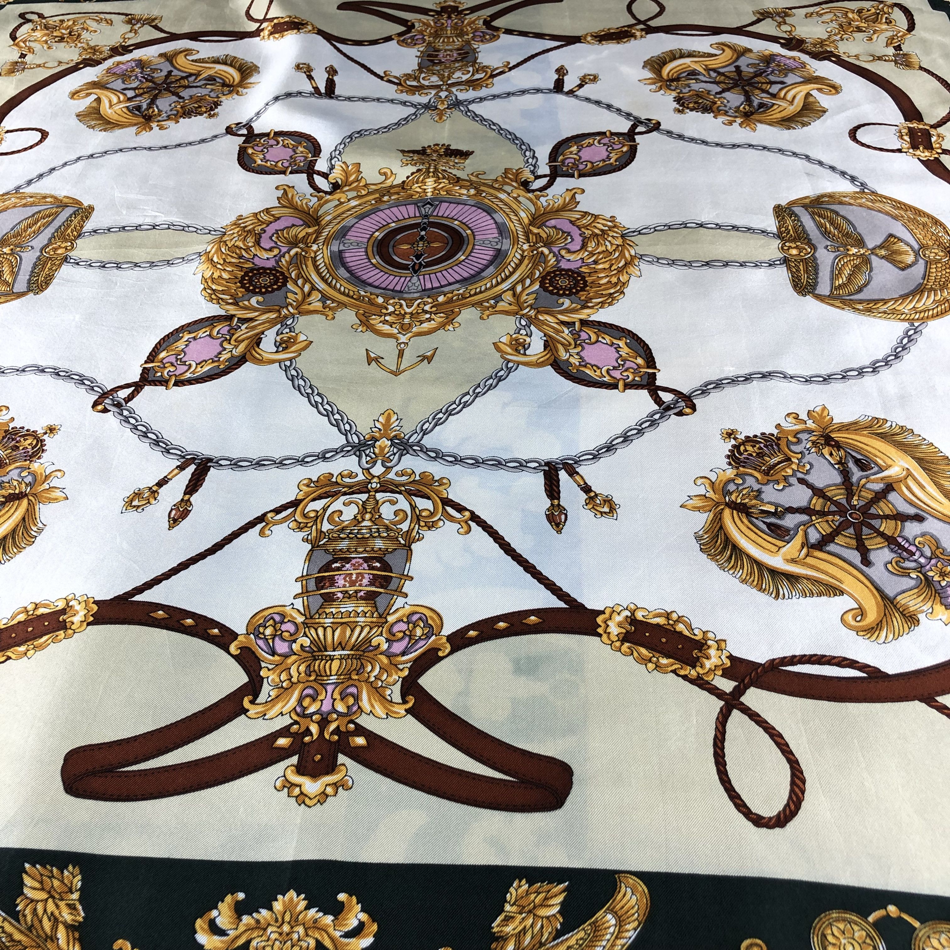 Japanese Brand Luxury Golden Chains Silk Scarf M897 Size ONE SIZE - 4 Thumbnail