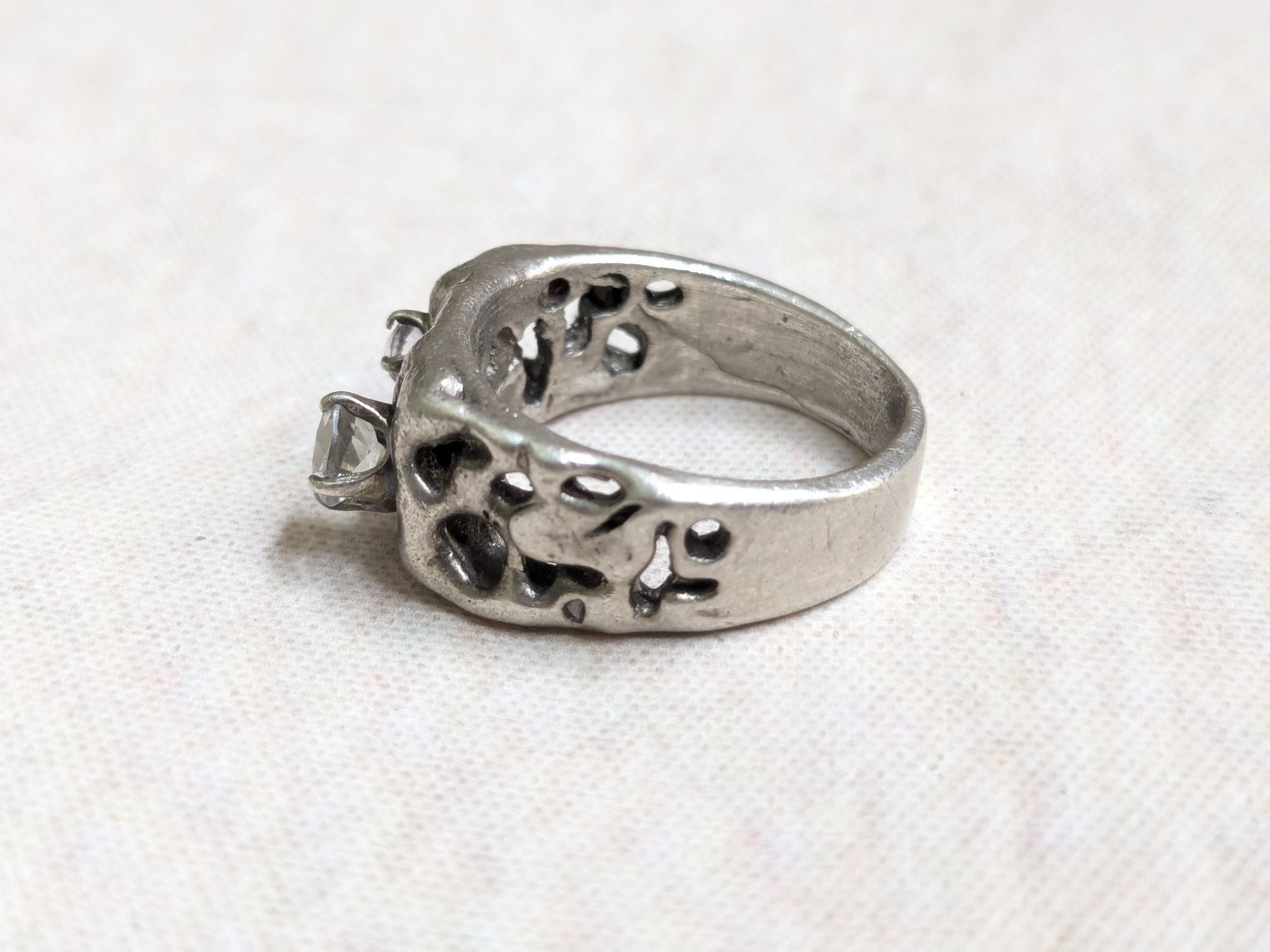 Jewelry Vintage Sterling Silver Ring Brutalist Band 4 Nugget Size ONE SIZE - 3 Thumbnail