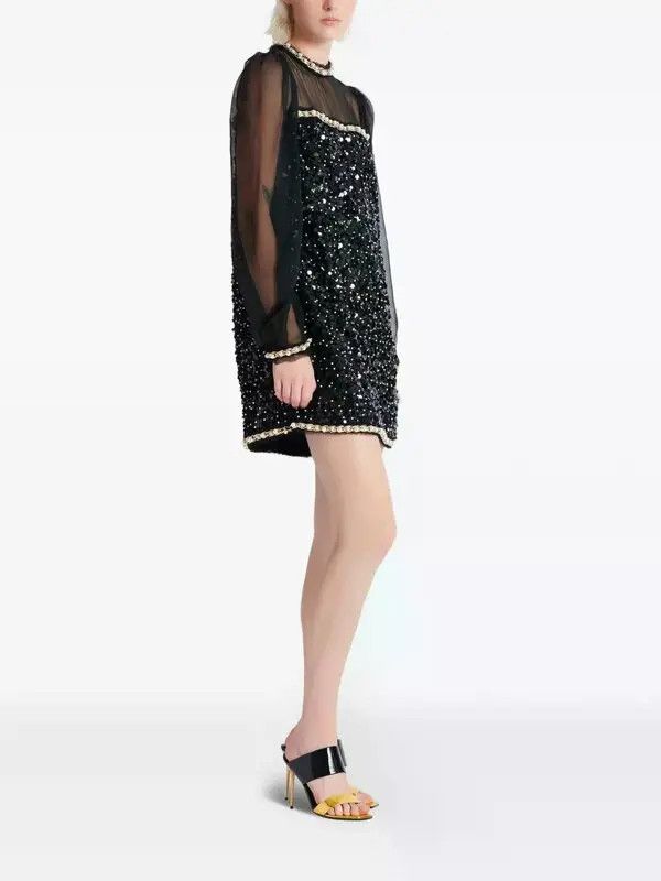 Balmain o1s1wg110526 Sequin Detailing Dress in Black Size S / US 4 / IT 40 - 3 Thumbnail