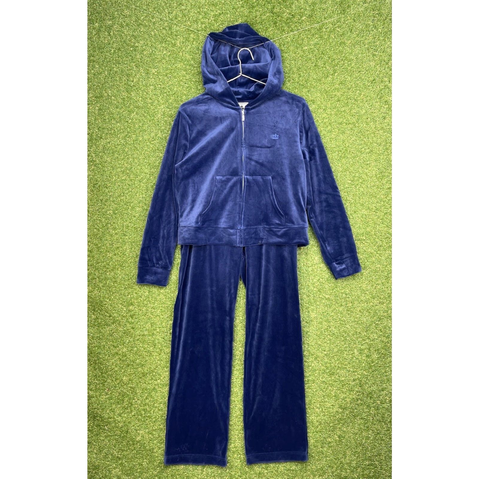 Juicy Couture Juicy Couture Tracksuit Womens XL Velour Hoodie Low Rise Pants 30x30 Blue 90s Designer Outdoor Casual Lounge Set Womens0.12 Size XL / US 12-14 / IT 48-50 - 2 Thumbnail