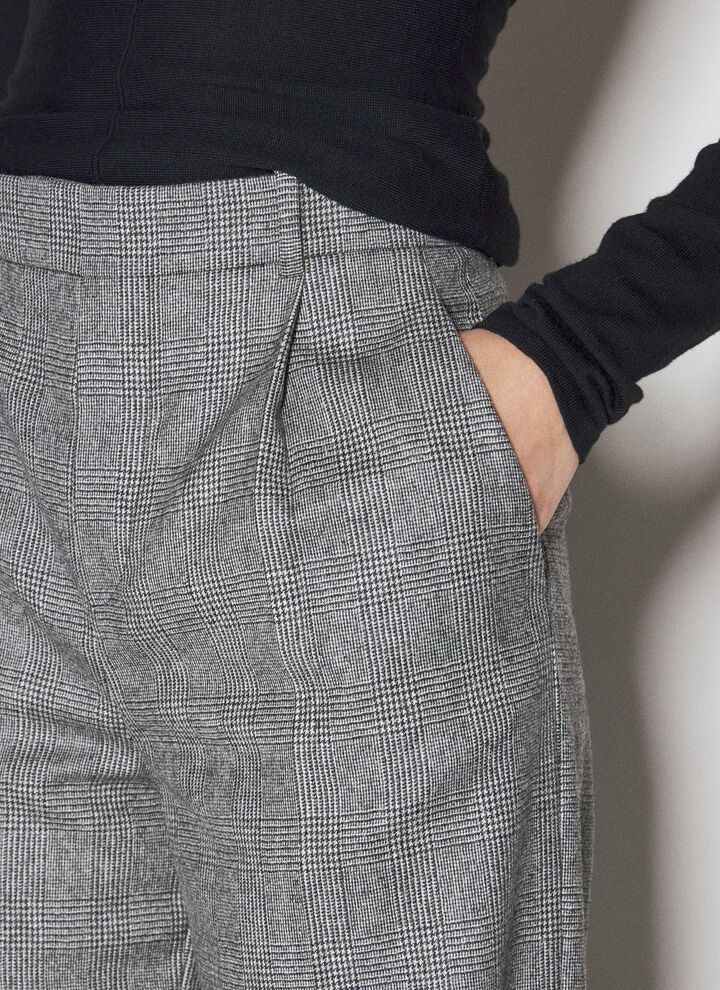Saint Laurent Paris o1s1wg111124 Flared Pants in Prince Of Wales Flannel in Grey Size 26" / US 2 / IT 38 - 3 Thumbnail