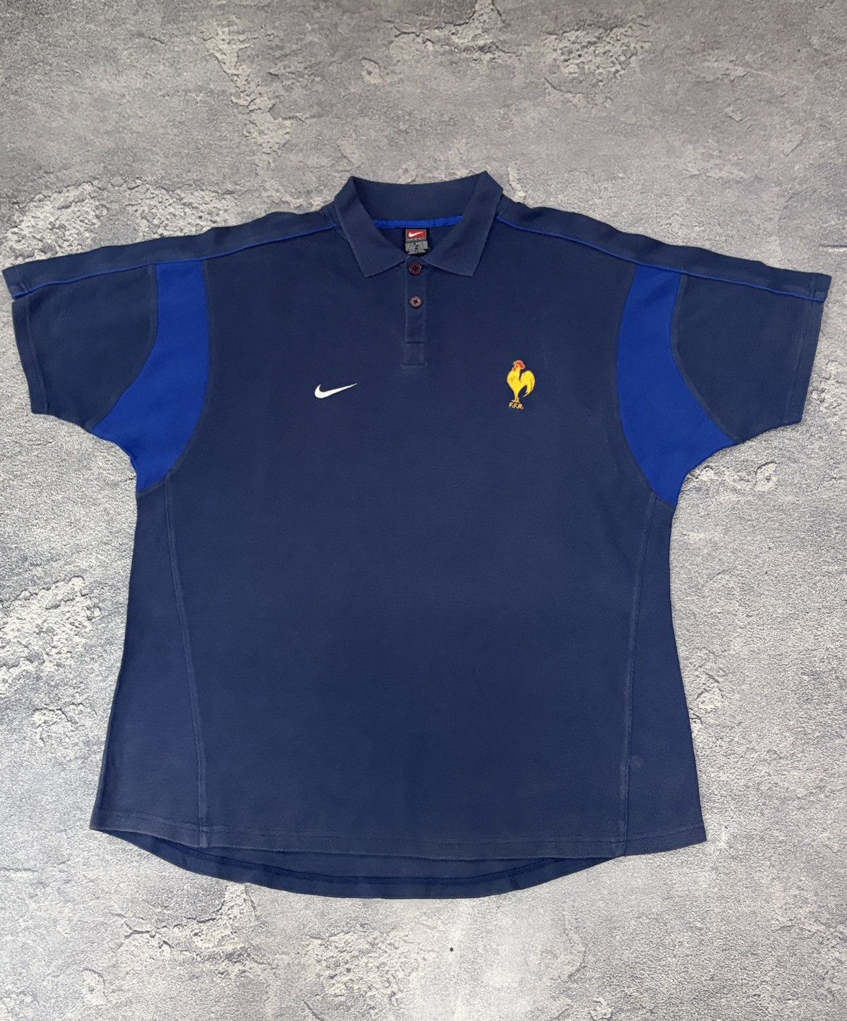 Nike Vintage Nike Team France Rugby F.F.R. Polo Shirt Navy Blue Size US XL / EU 56 / 4 - 1 Thumbnail