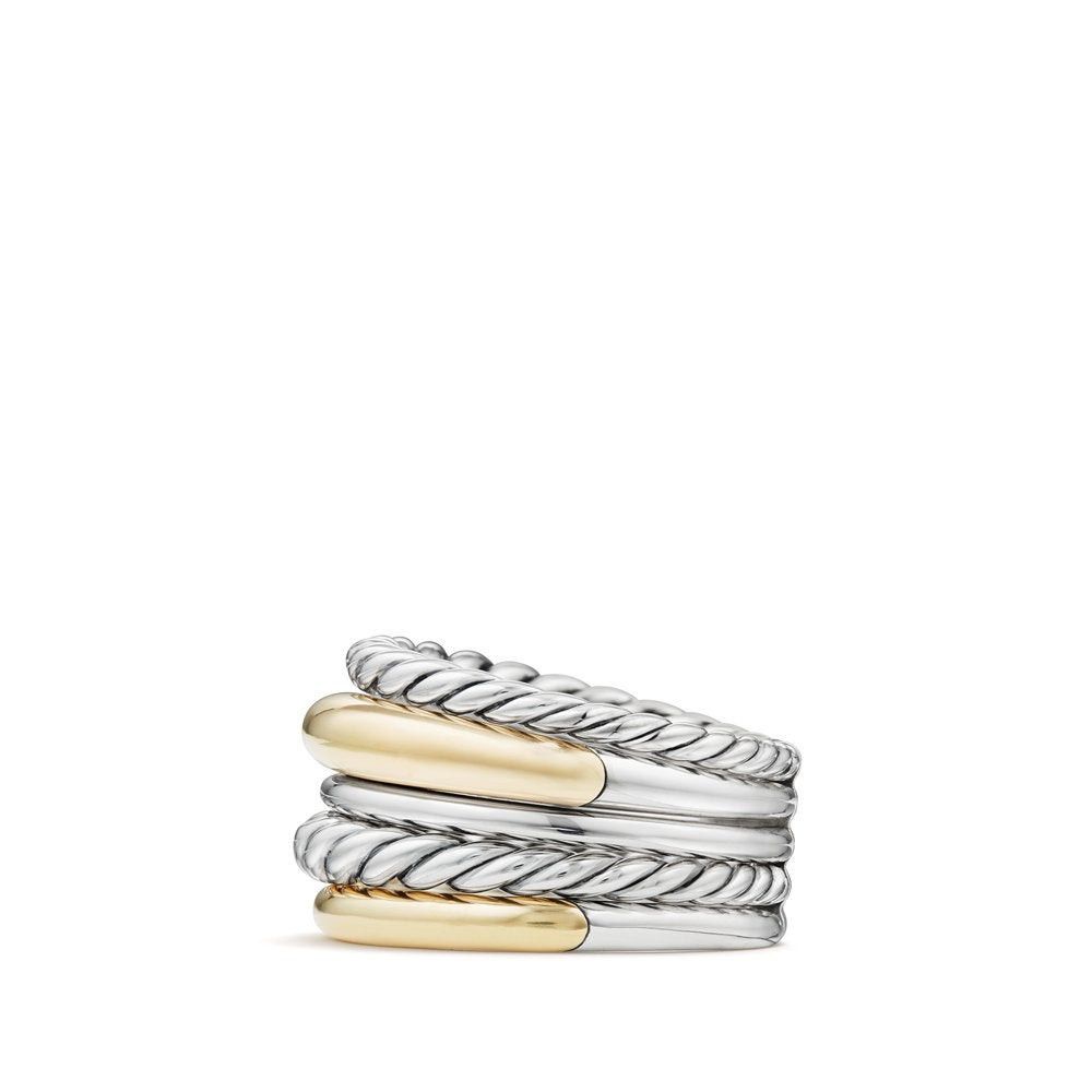 David Yurman o1w1db10325 Pure Form Five Ring Silver with 18K Yellow Gold Size ONE SIZE - 1 Thumbnail